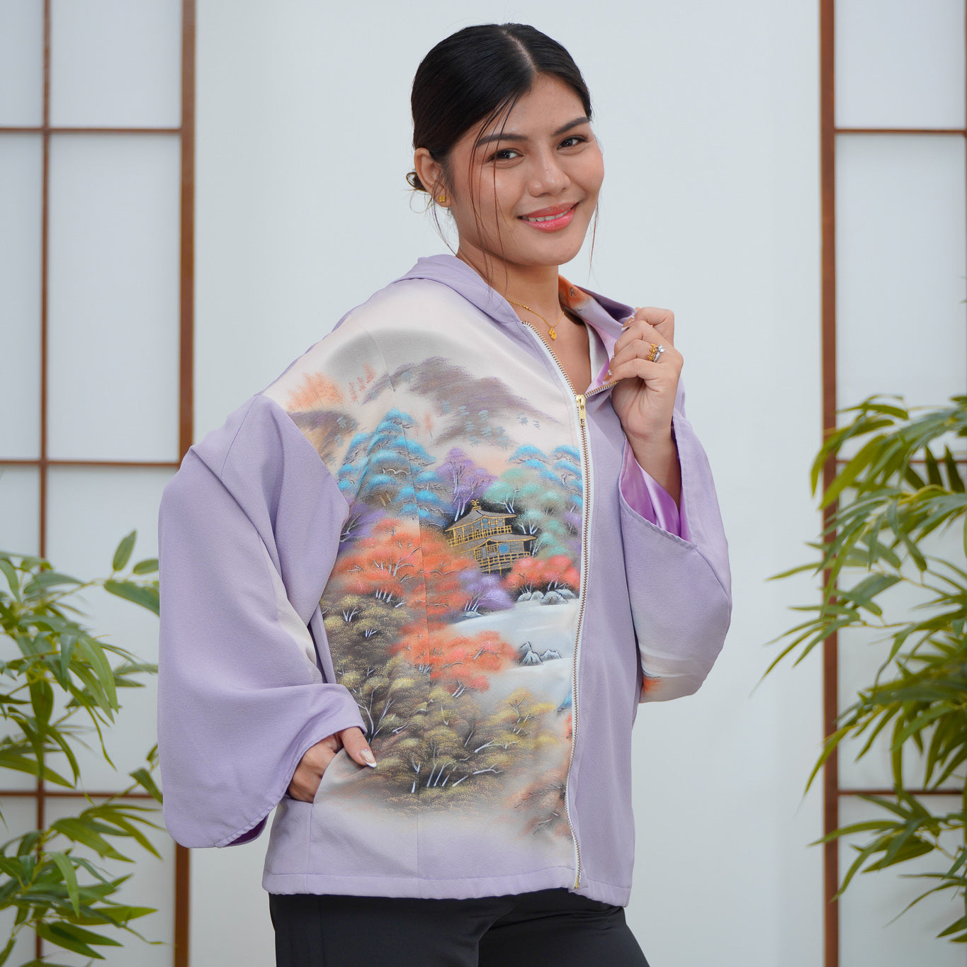 Premium On-hand: Lavender Hoodie With Zipper | HWZ7912Y