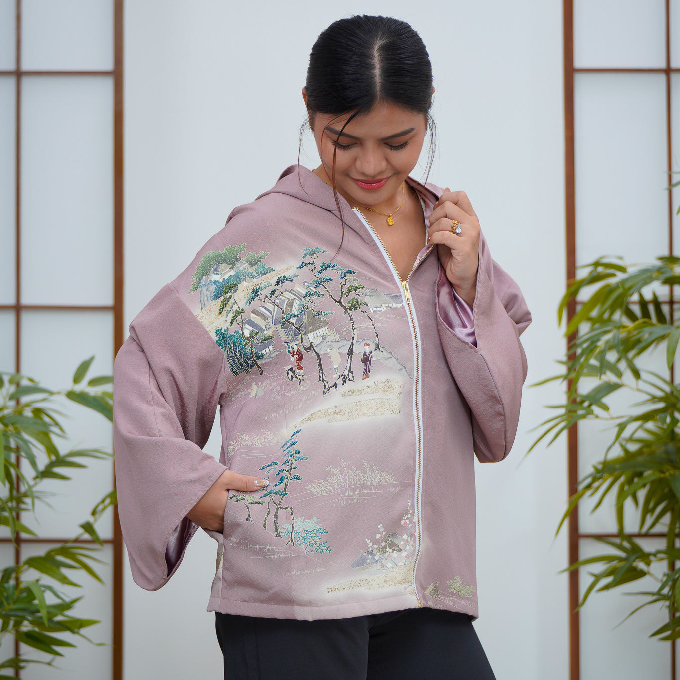 Premium On-hand: Lavender Hoodie With Zipper | HWZ7936Y