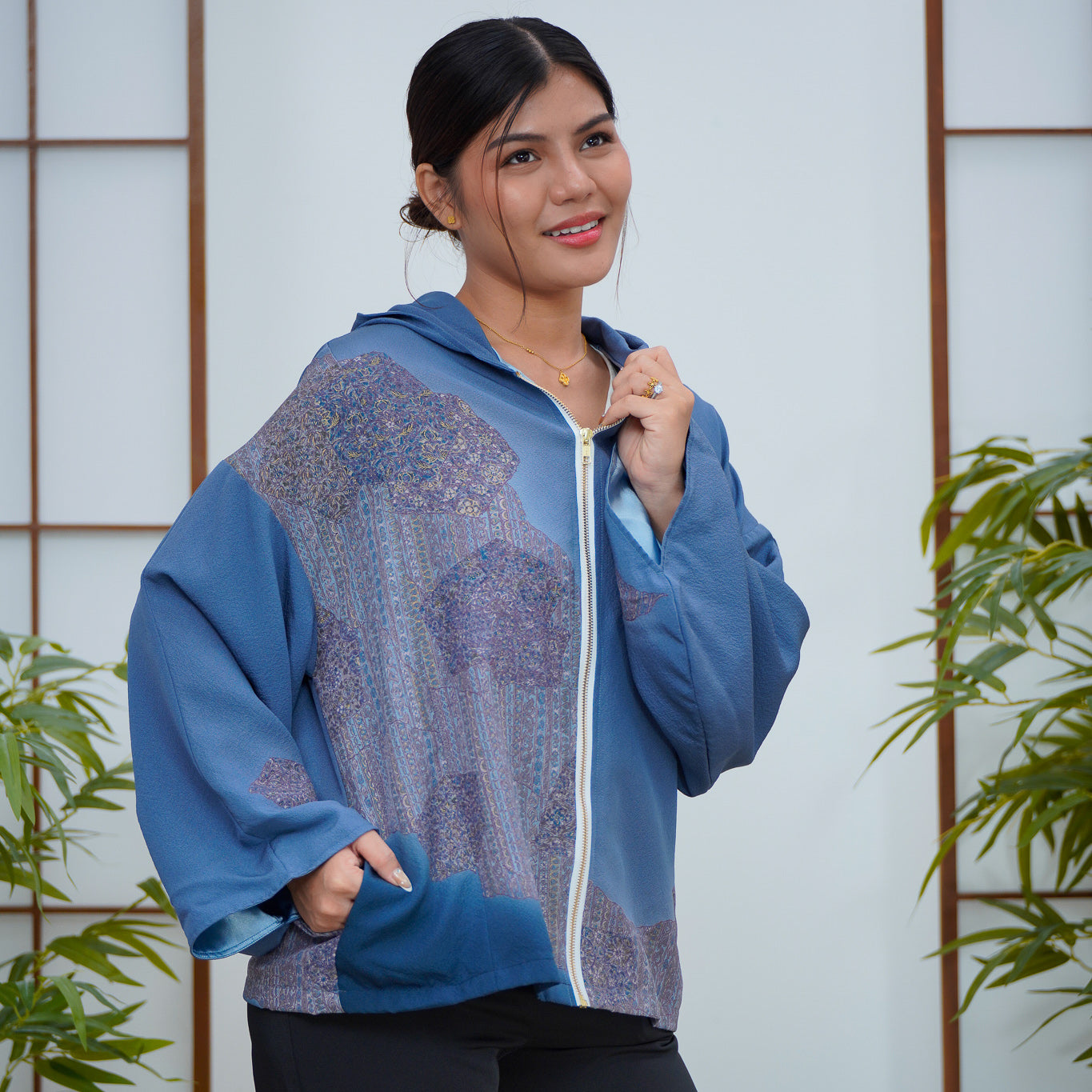 Premium On-hand: Rare Blue Hoodie With Zipper | HWZ8077Y