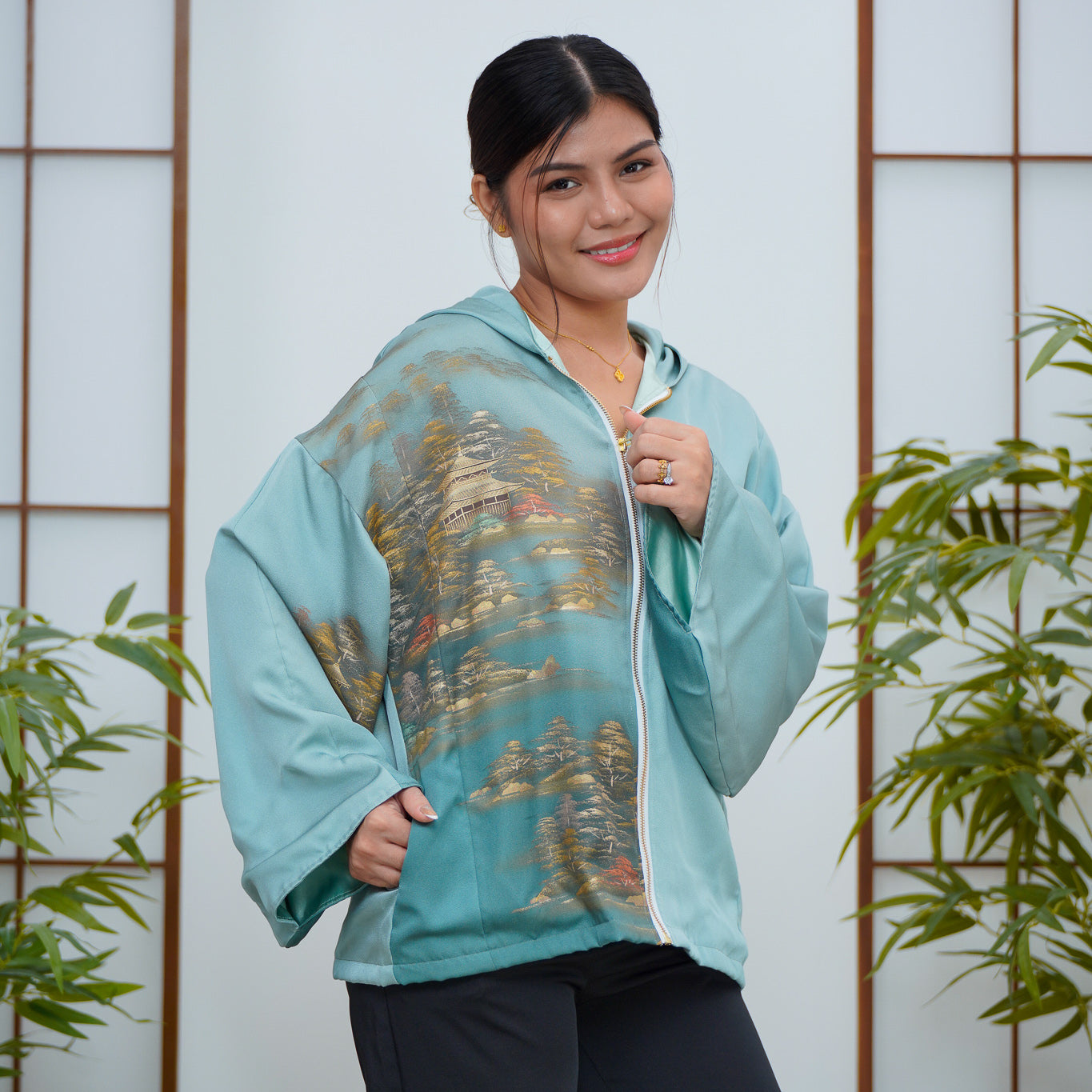 Premium On-hand: Green Hoodie With Zipper | HWZ8106Y