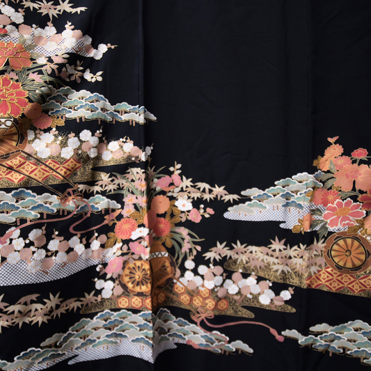 NALB (No Art Left Behind) Fabric: Black Orange Florals | MA01-07
