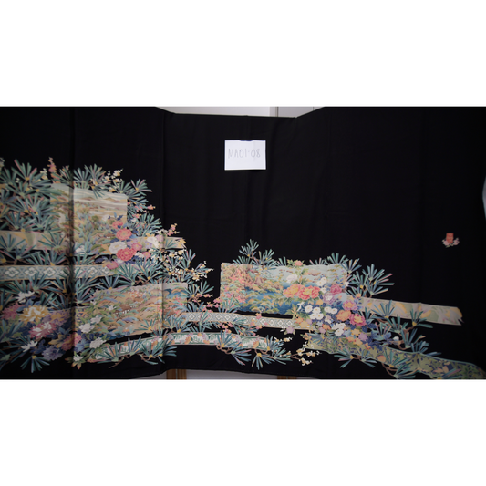 NALB (No Art Left Behind) Fabric: Black Florals and Grass | MA01-08