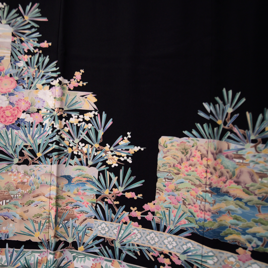 NALB (No Art Left Behind) Fabric: Black Florals and Grass | MA01-08