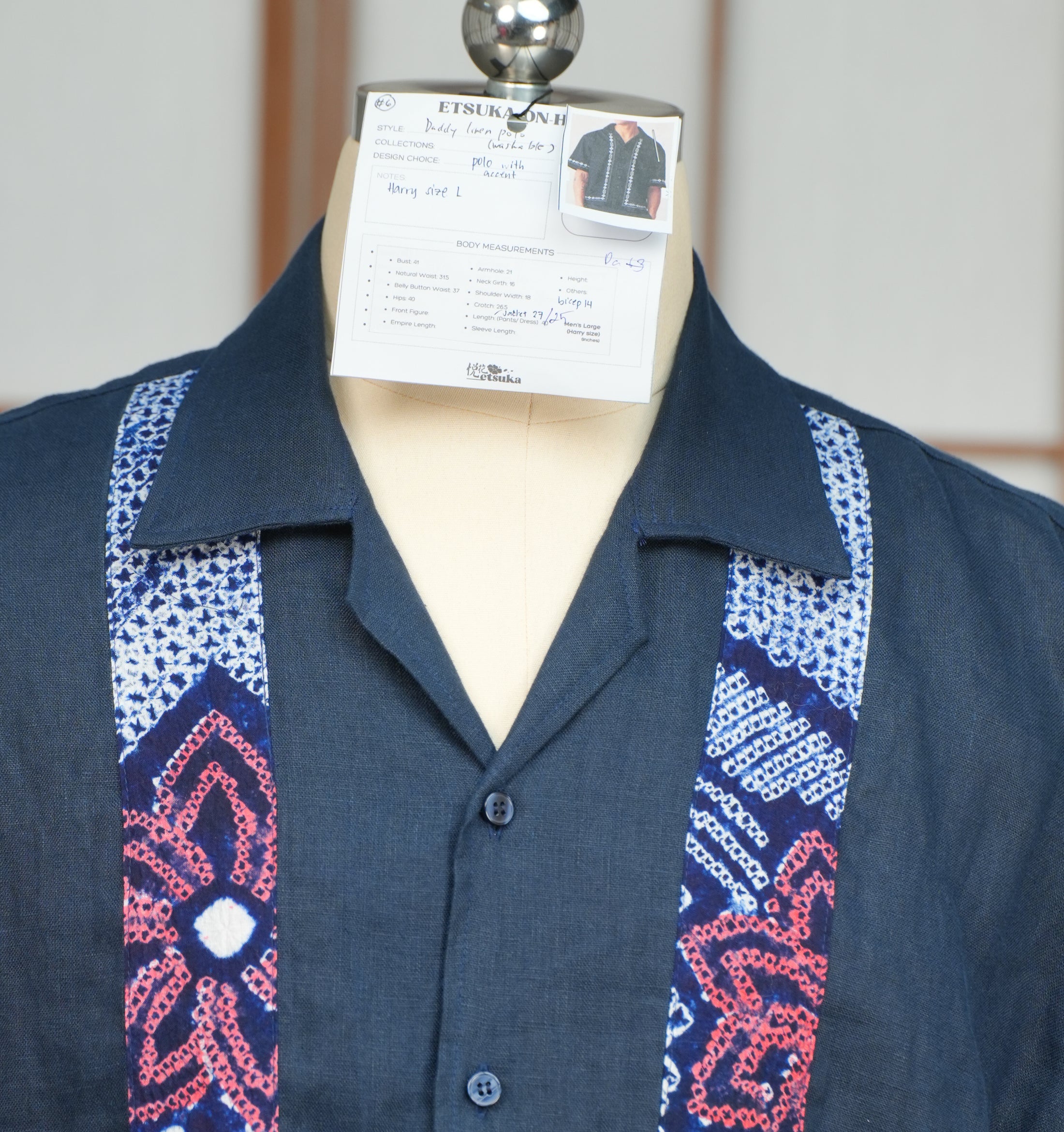 Premium On-hand: Navy Daddy Linen Polo | L | Harry size