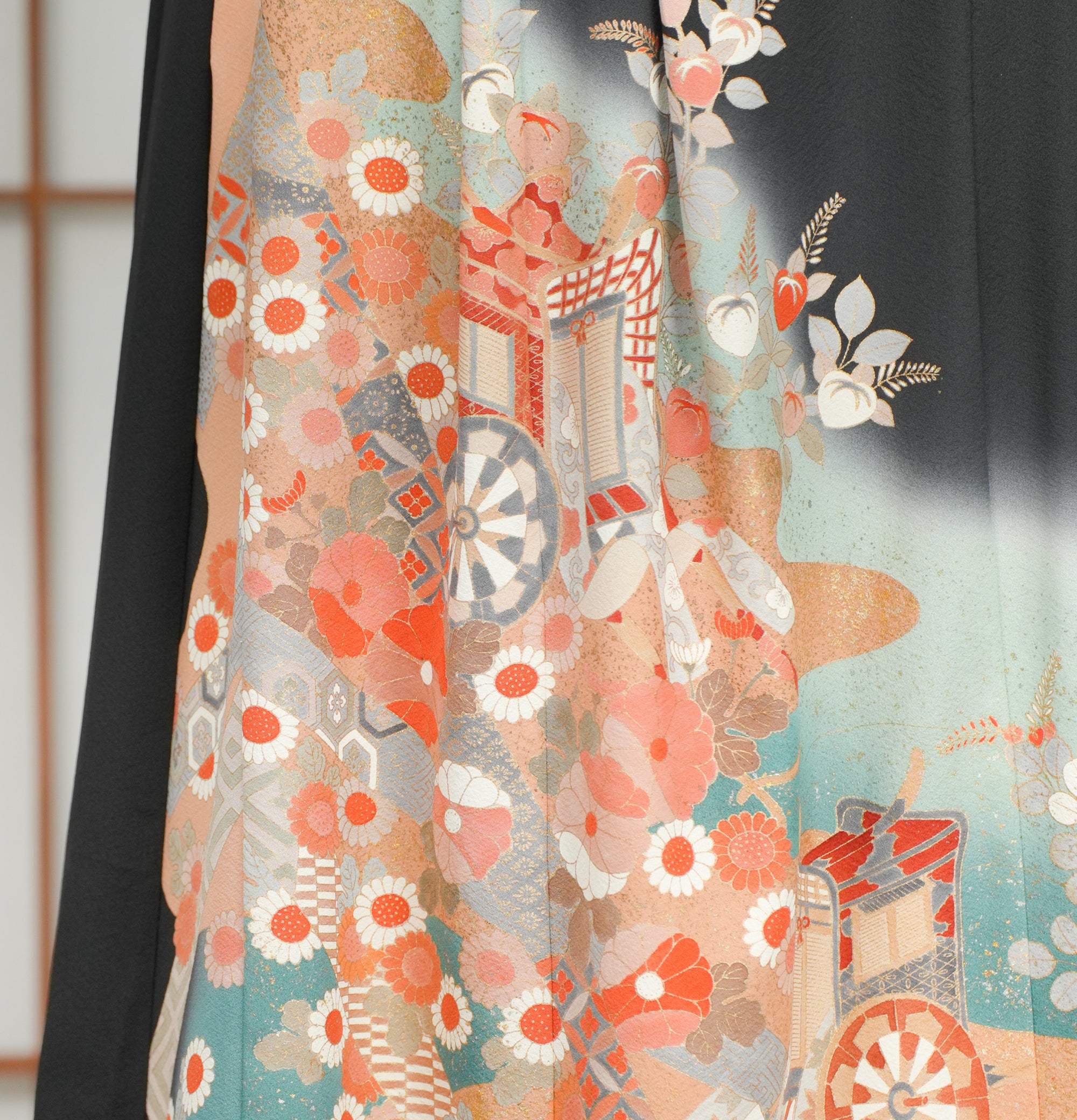 Premium On-hand: Hanbok skirt | Black and green | HS7315 1P