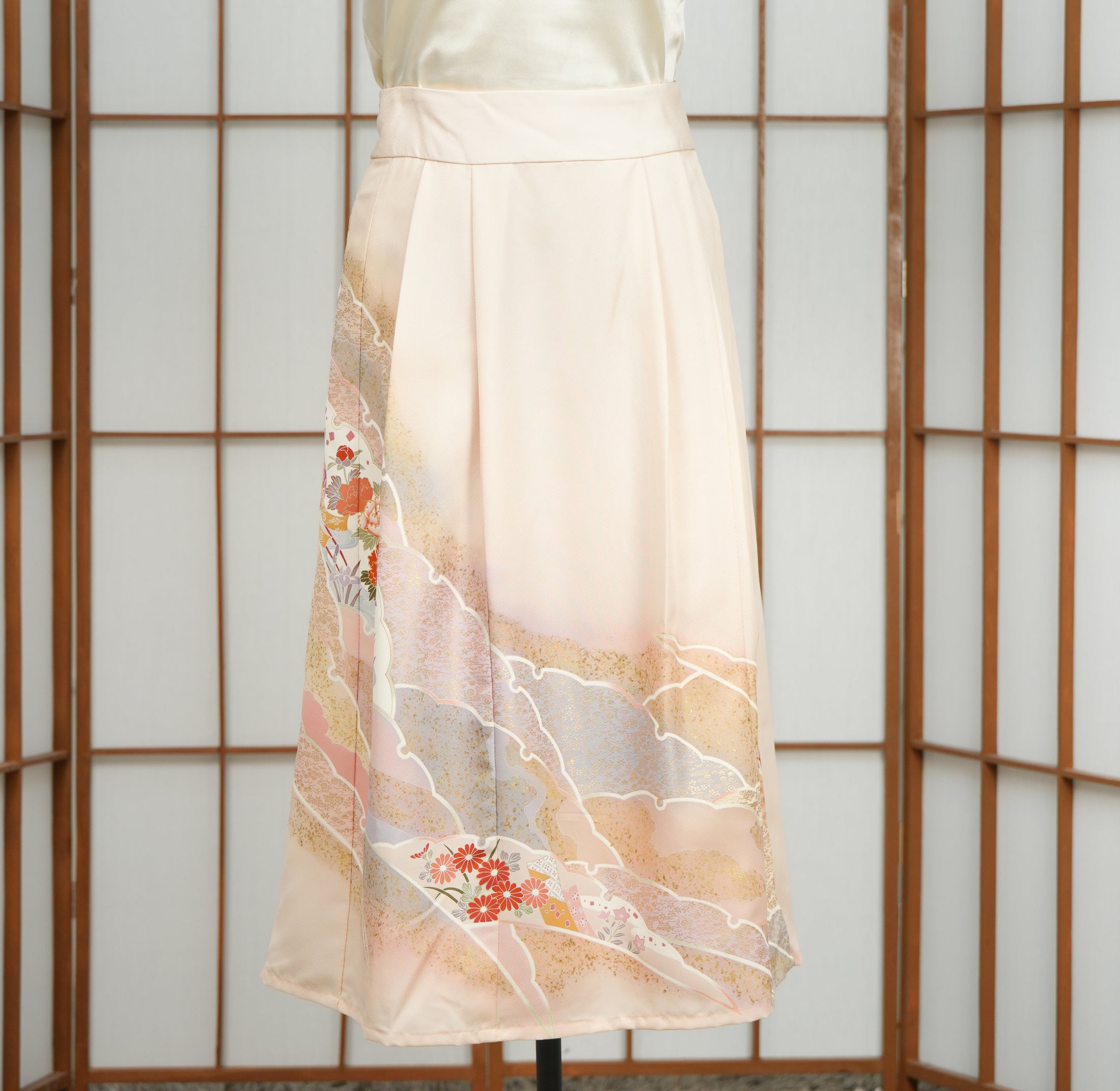 Premium On-hand: Cream floral Hanbok skirt | HS7319 2P