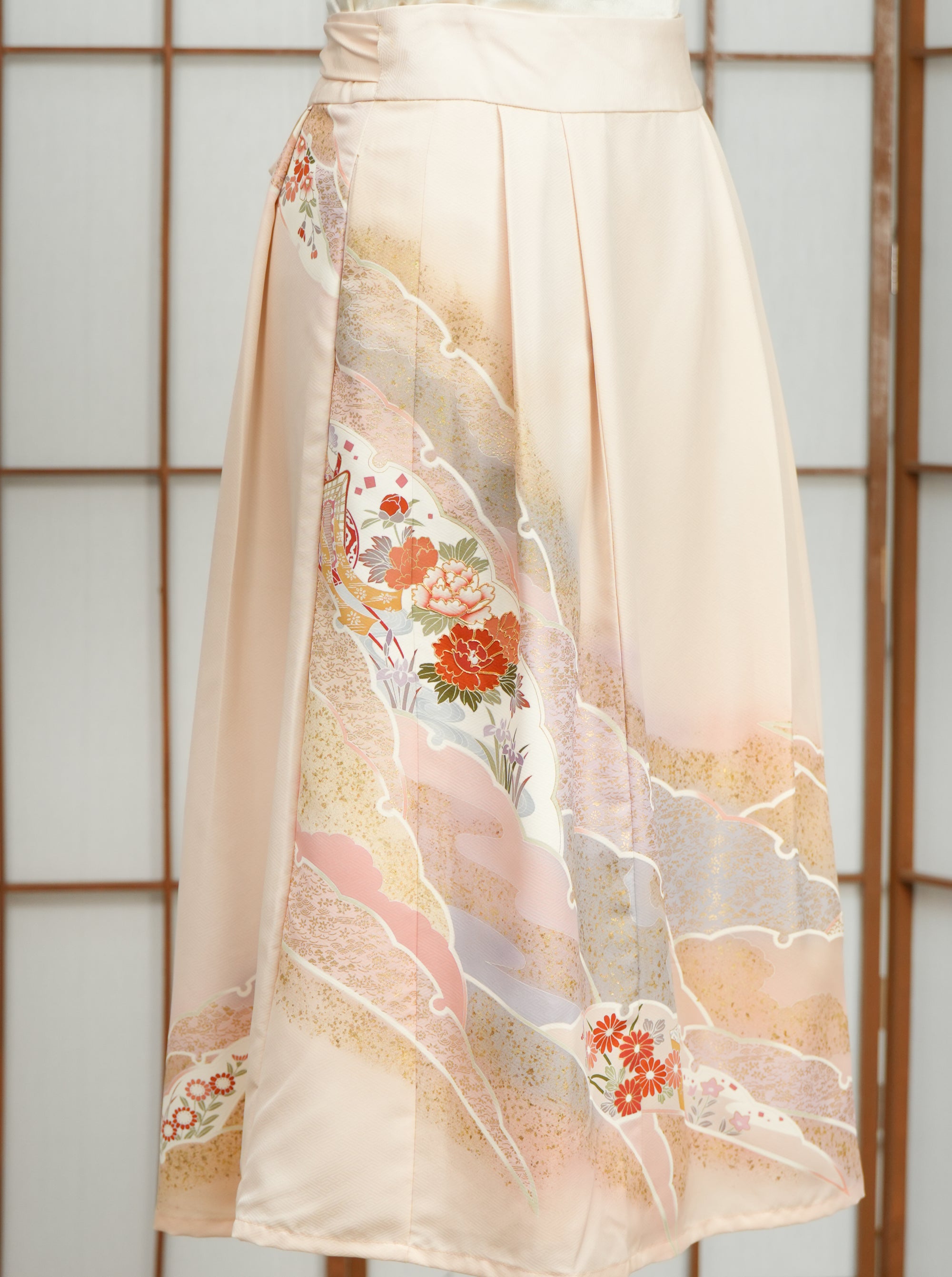 Premium On-hand: Cream floral Hanbok skirt | HS7319 2P