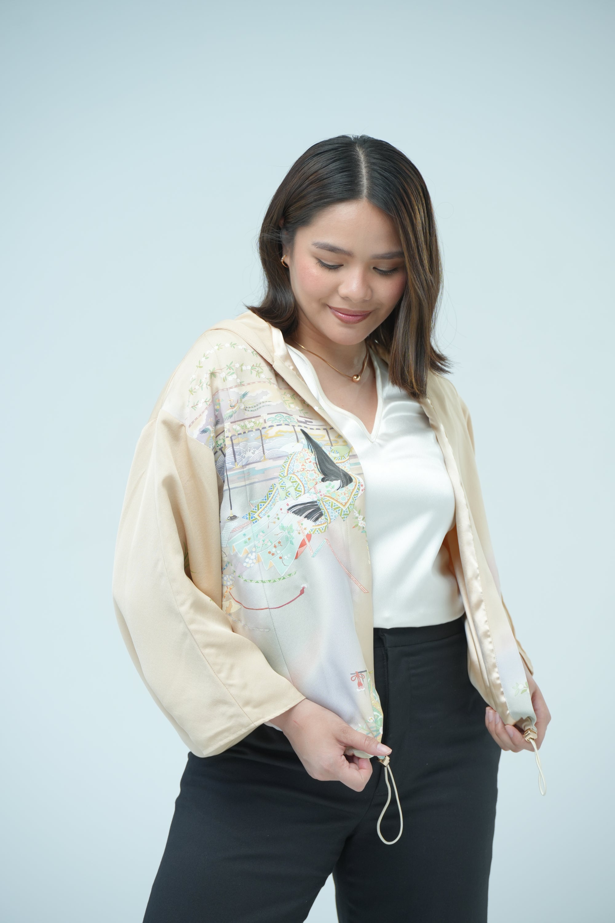Premium On-hand item: Kodomo Hoodie Princess design | HK6328 Cream