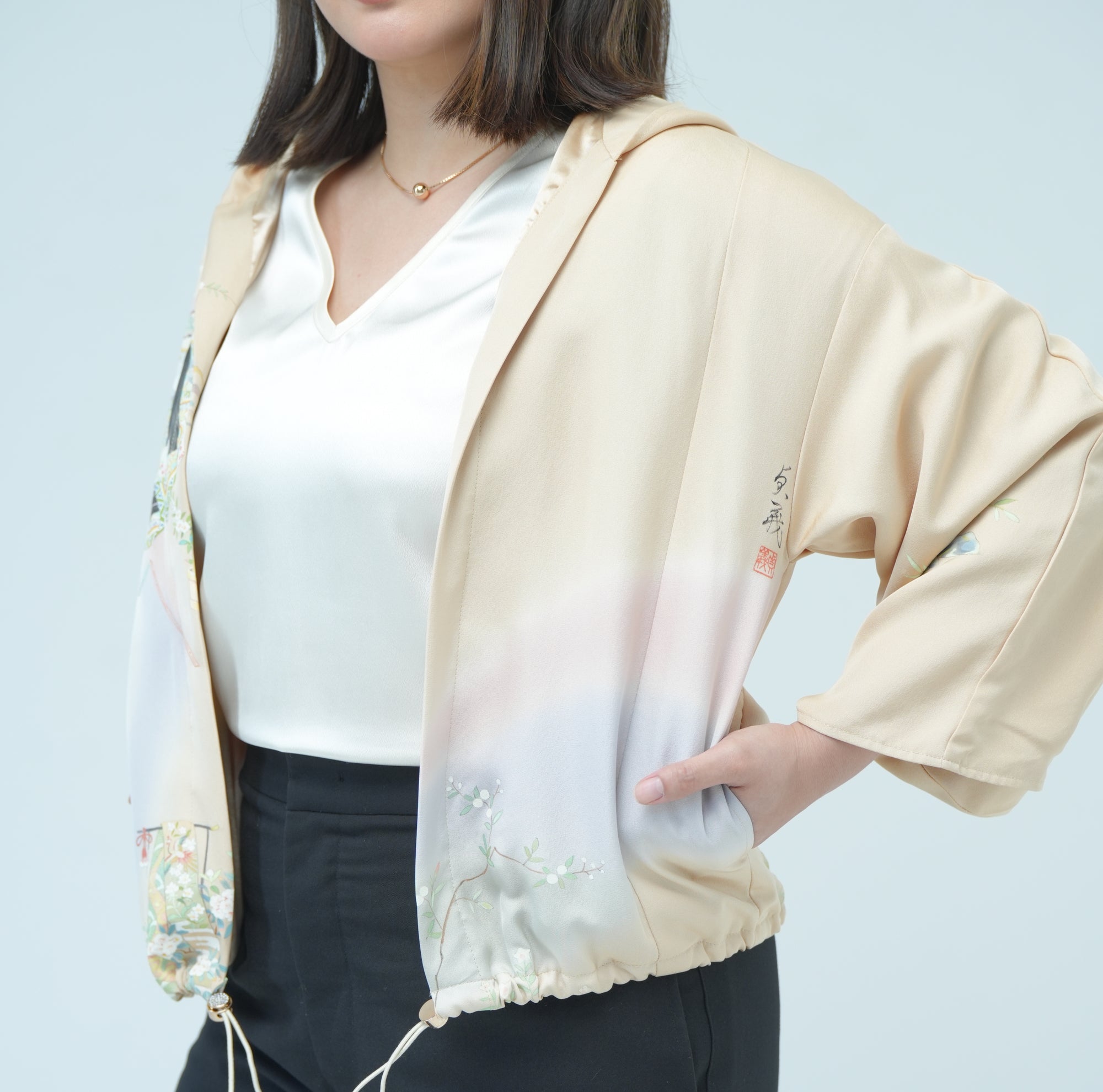 Premium On-hand item: Kodomo Hoodie Princess design | HK6328 Cream