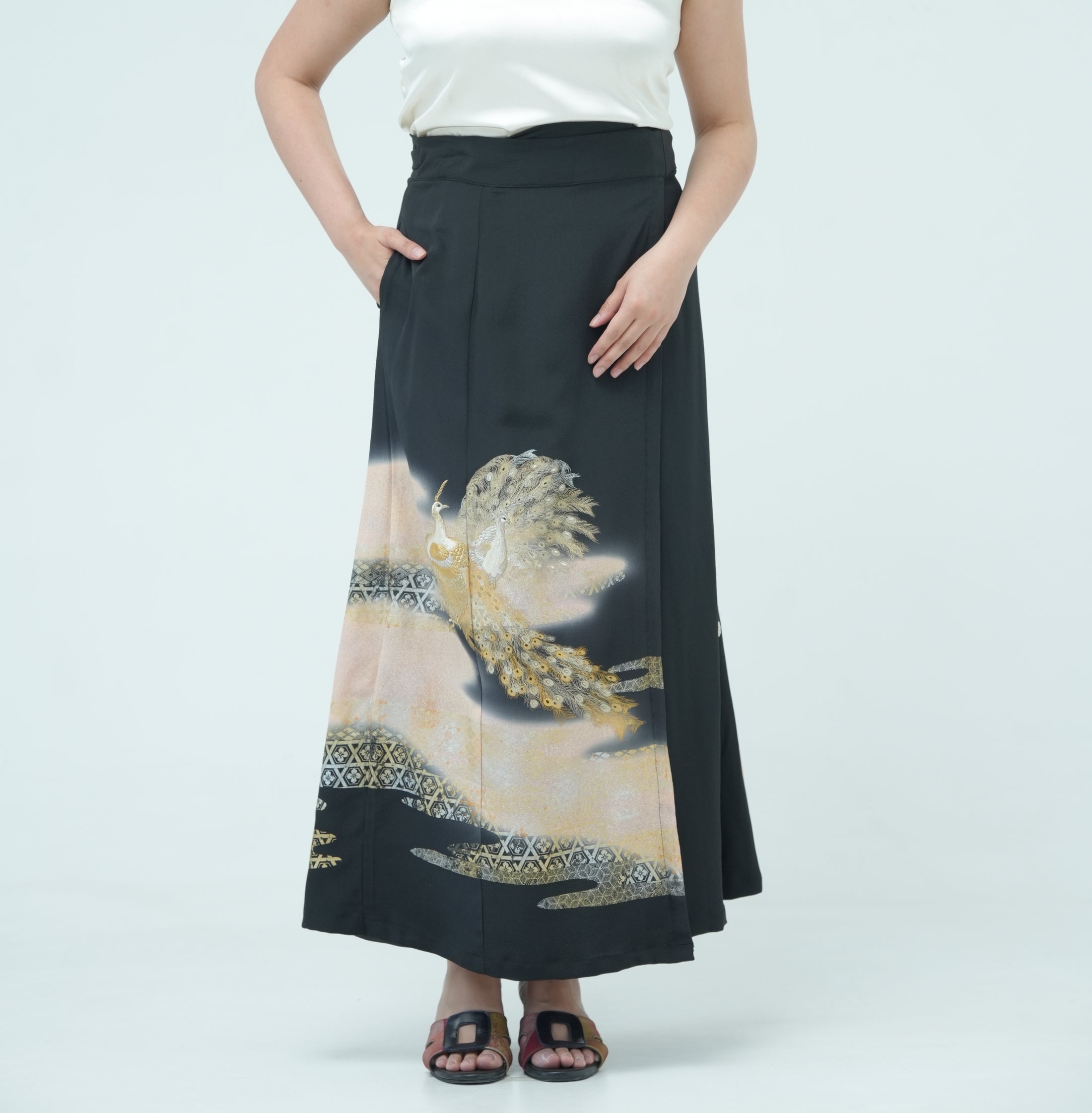 Premium On-hand: Wrap Skirt | 1T Black Peacock | WS7253Y