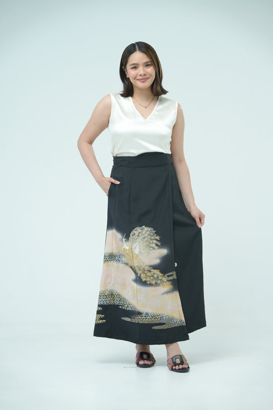 Premium On-hand: Wrap Skirt | 1T Black Peacock | WS7253Y