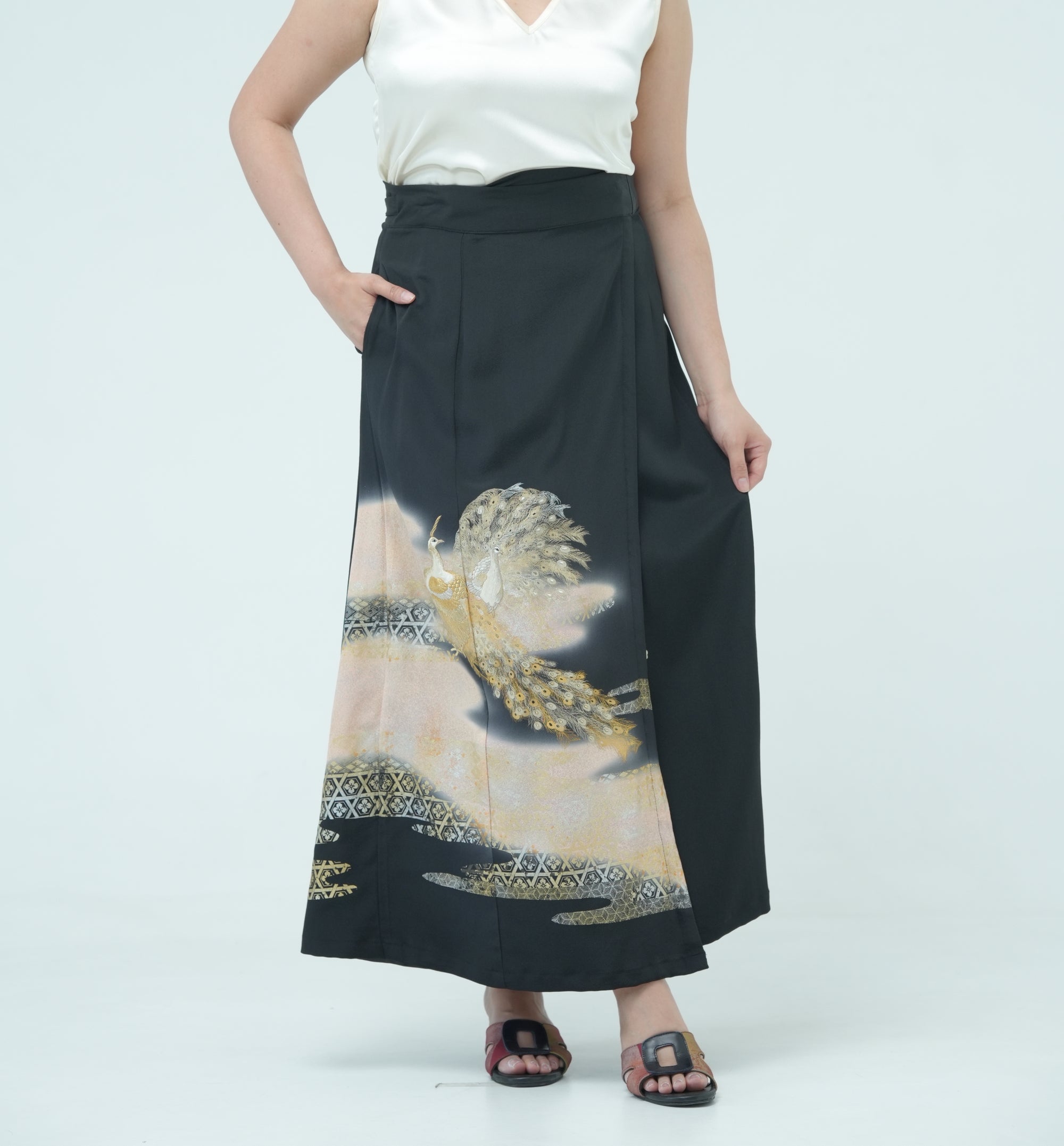 Premium On-hand: Wrap Skirt | 1T Black Peacock | WS7253Y