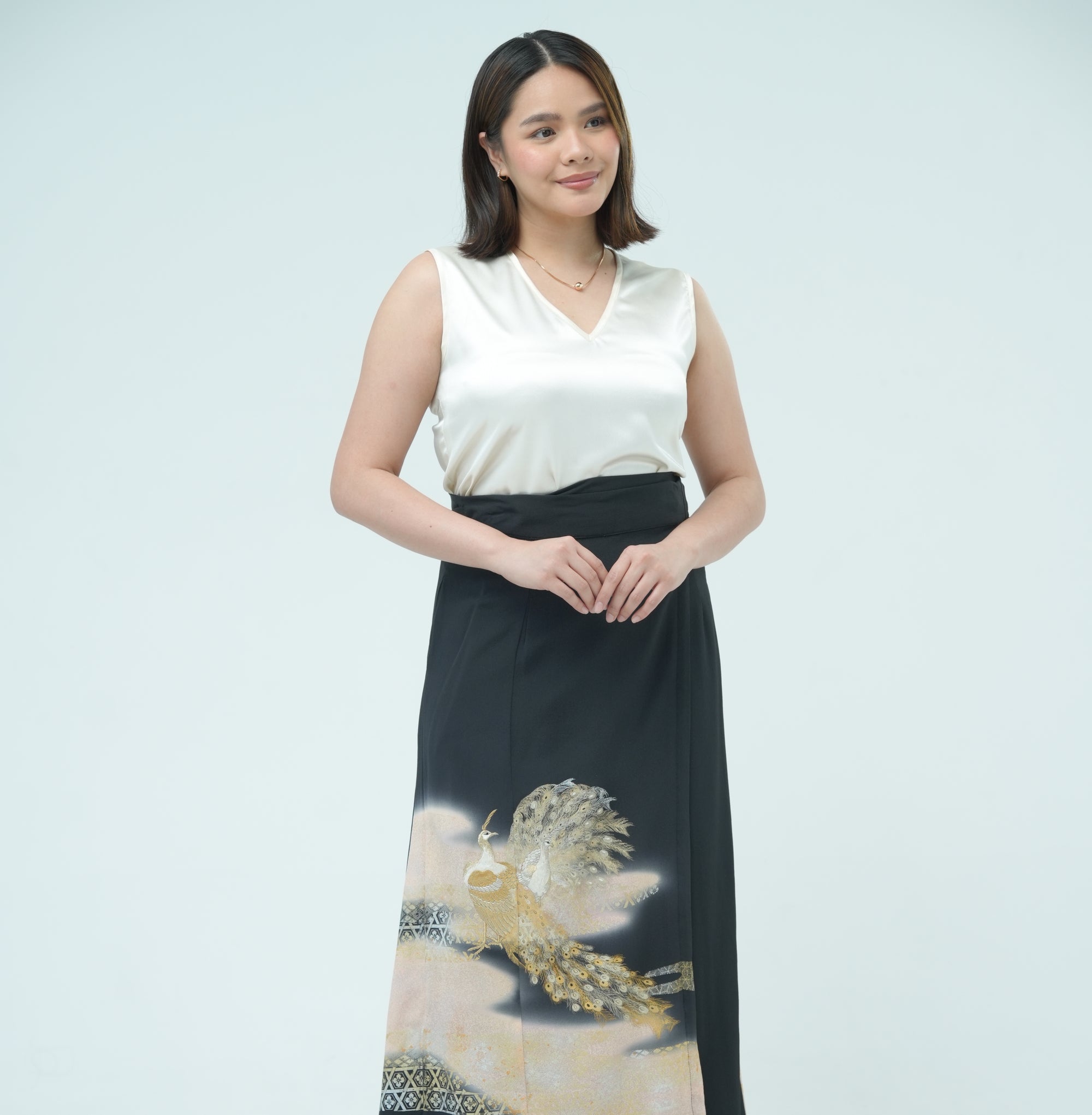 Premium On-hand: Wrap Skirt | 1T Black Peacock | WS7253Y
