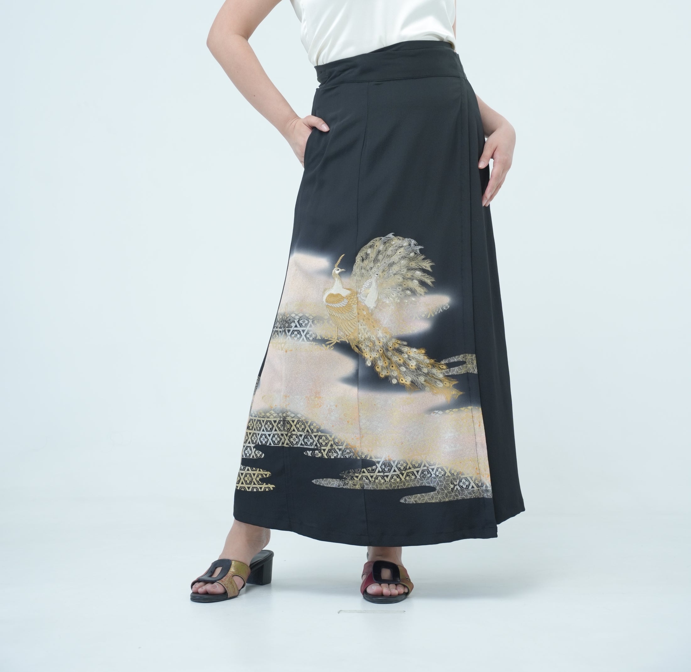 Premium On-hand: Wrap Skirt | 1T Black Peacock | WS7253Y