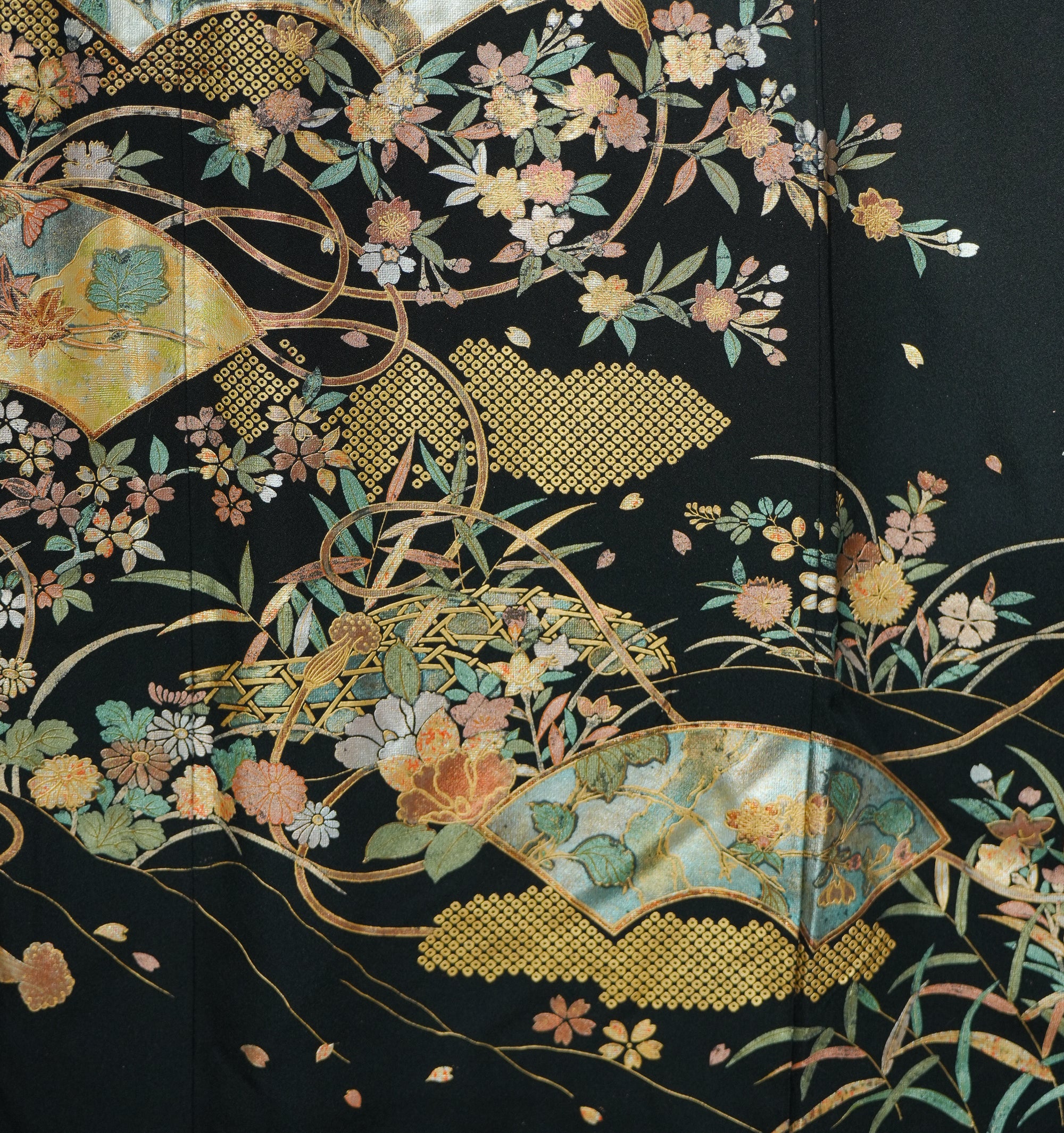 Premium Fabric SHO: 0313-13 Black gold fans