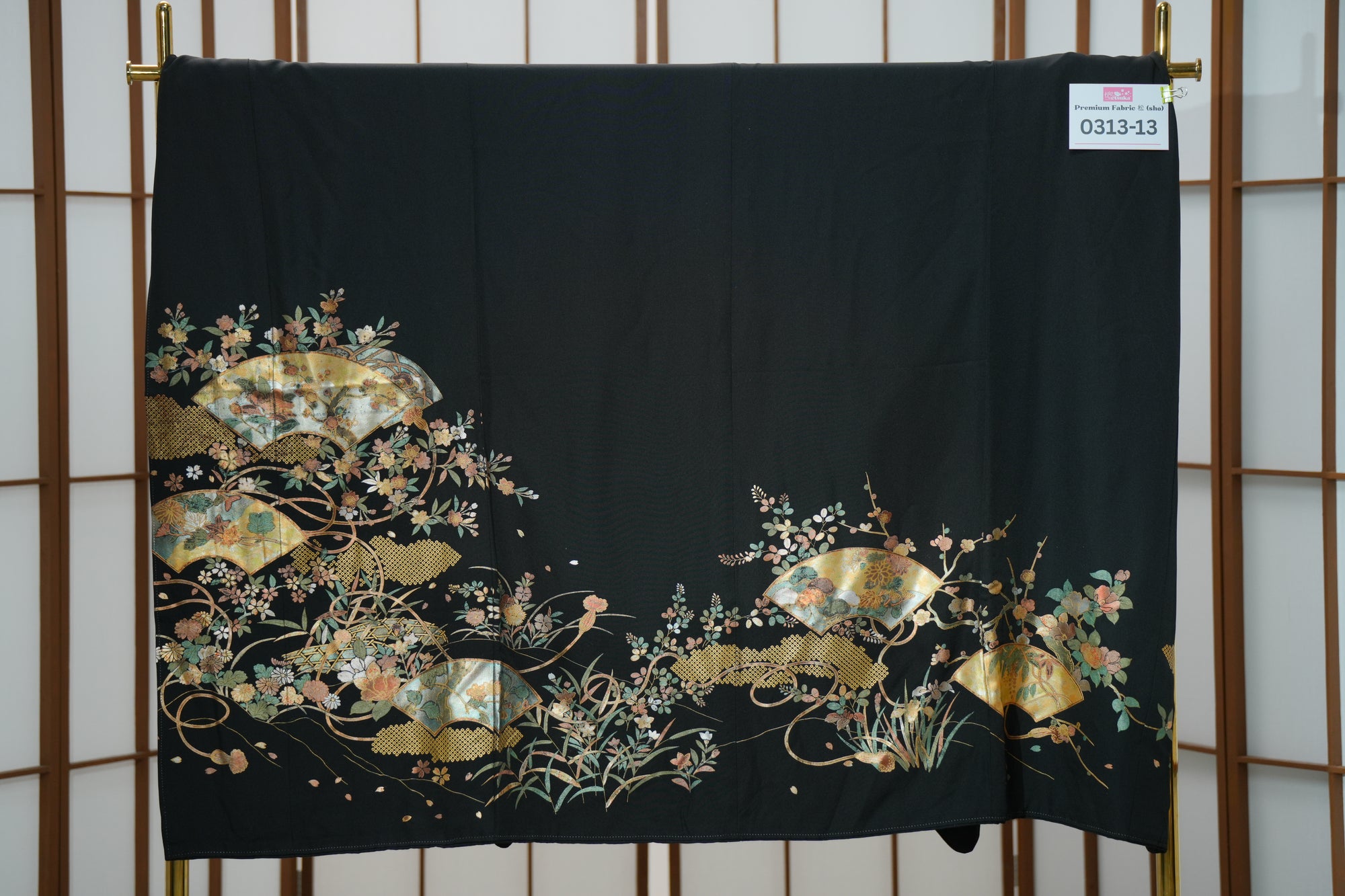 Premium Fabric SHO: 0313-13 Black gold fans