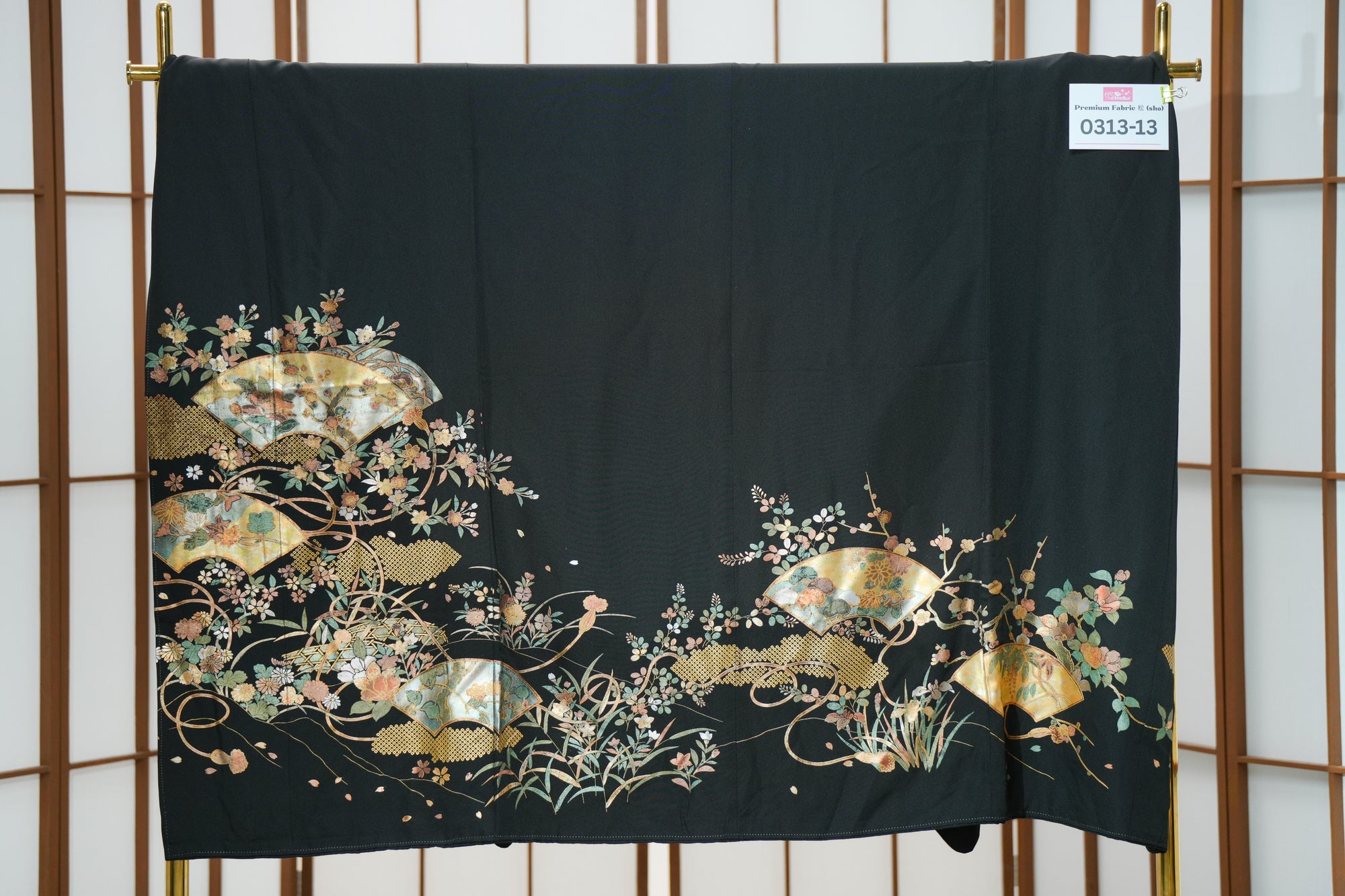 Premium Fabric SHO: 0313-13 Black gold fans