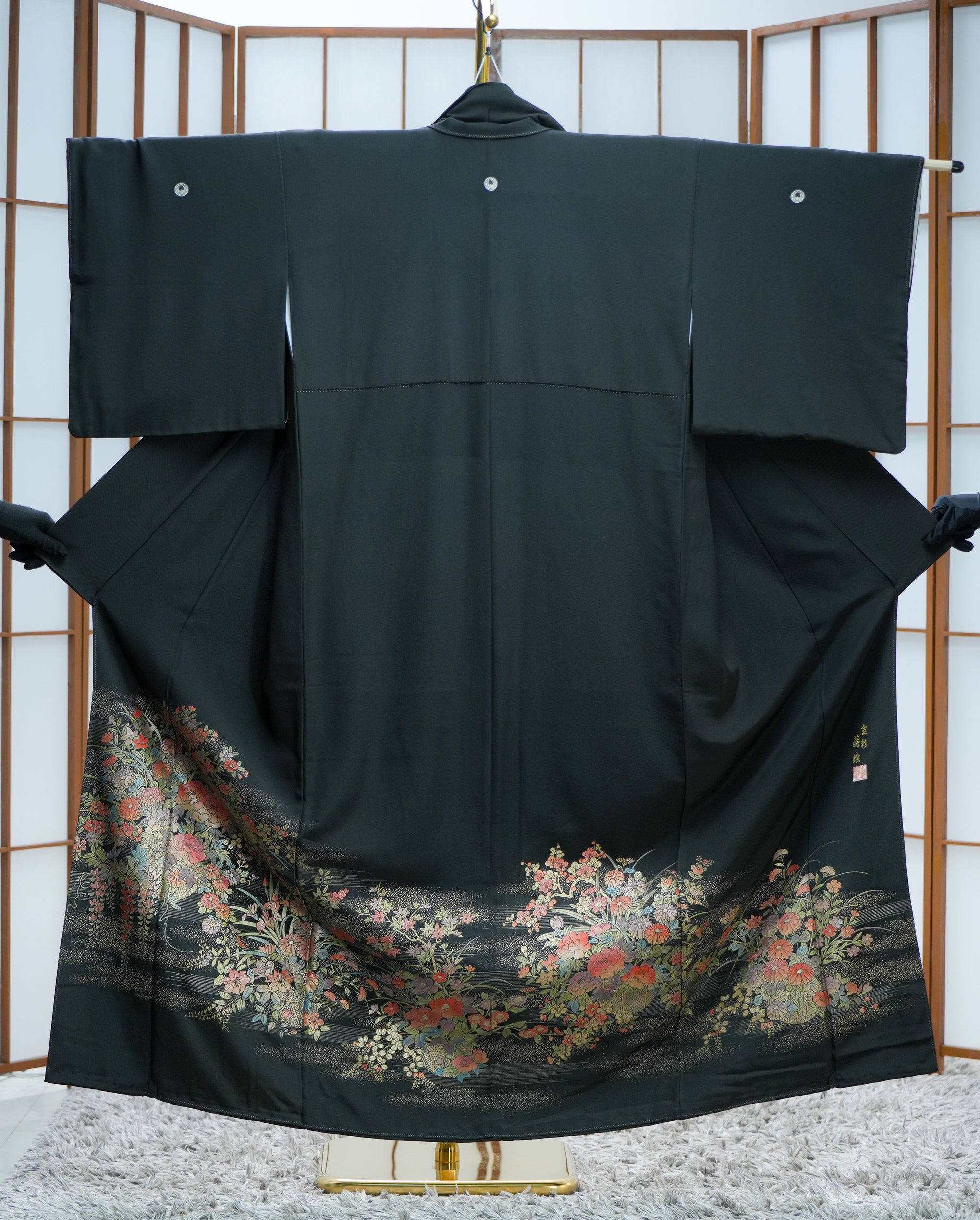 Premium Fabric - sho: 0316-04 - Black and leaves embossed (my most beautiful fabric in this collection)