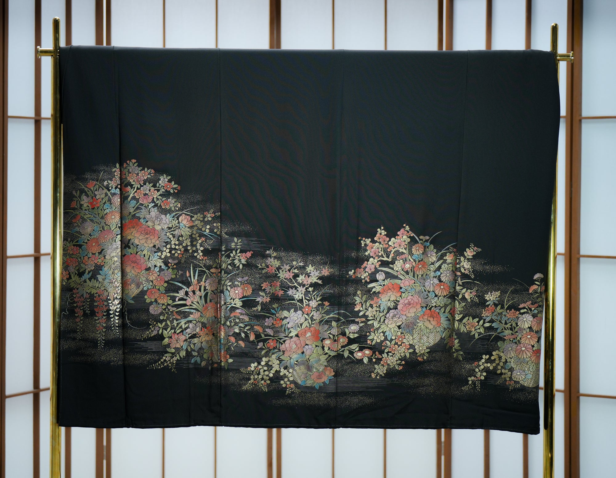 Premium Fabric - sho: 0316-04 - Black and leaves embossed (my most beautiful fabric in this collection)