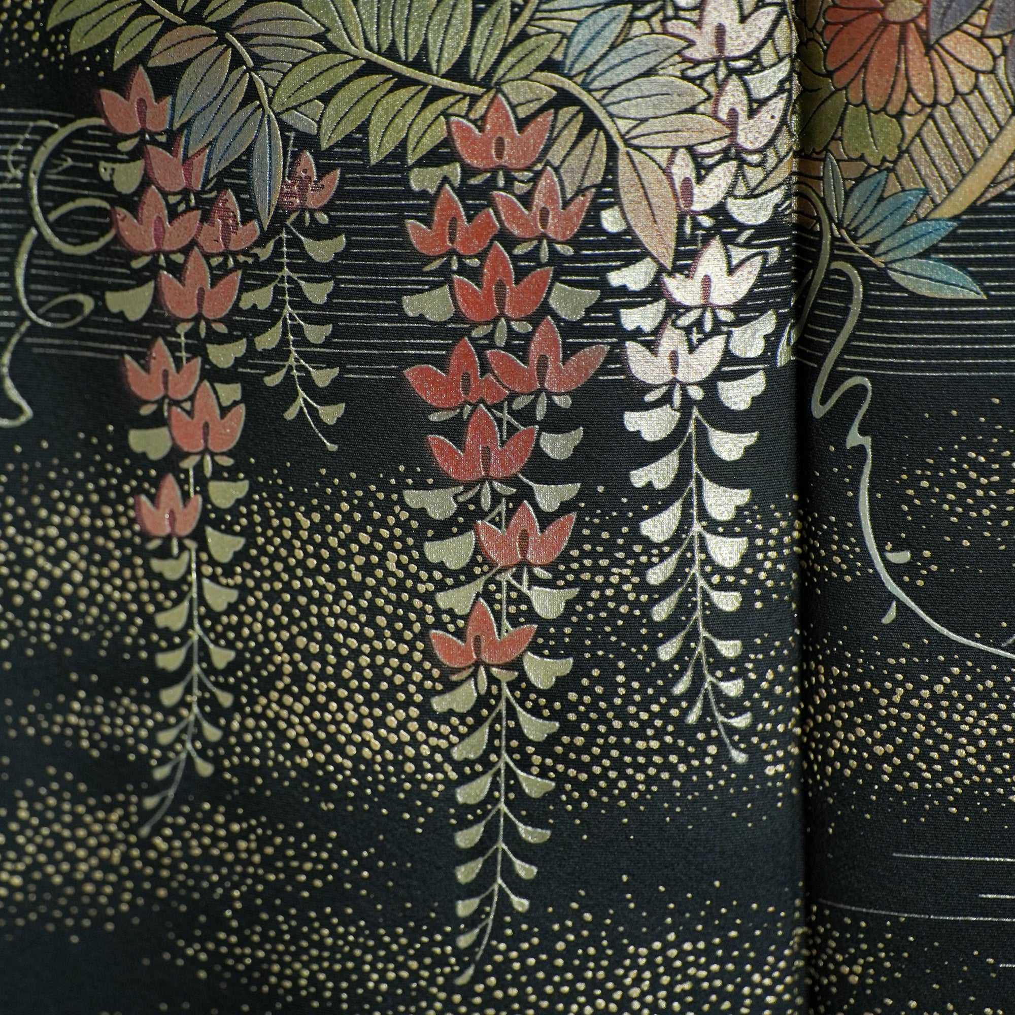 Premium Fabric - sho: 0316-04 - Black and leaves embossed (my most beautiful fabric in this collection)