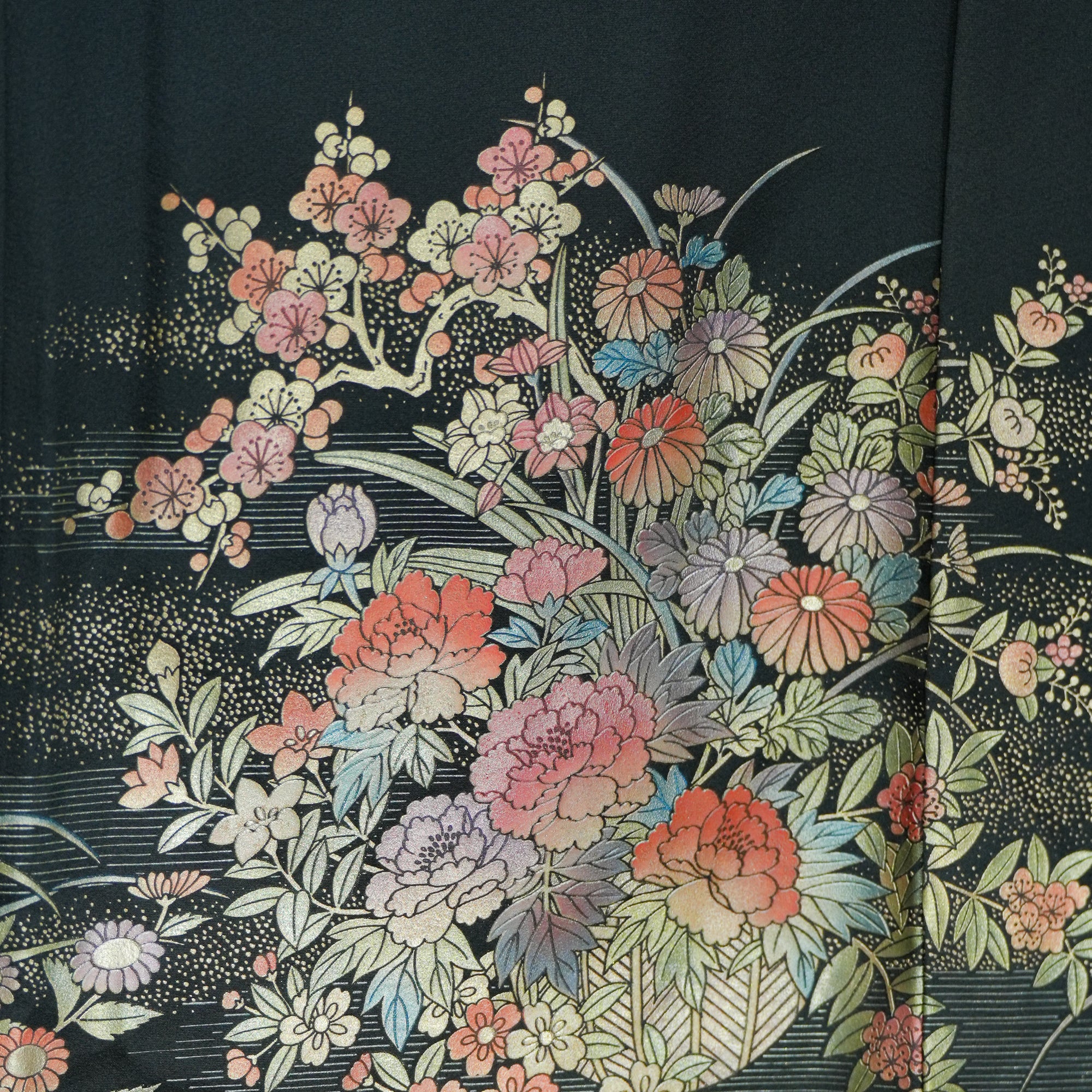 Premium Fabric - sho: 0316-04 - Black and leaves embossed (my most beautiful fabric in this collection)