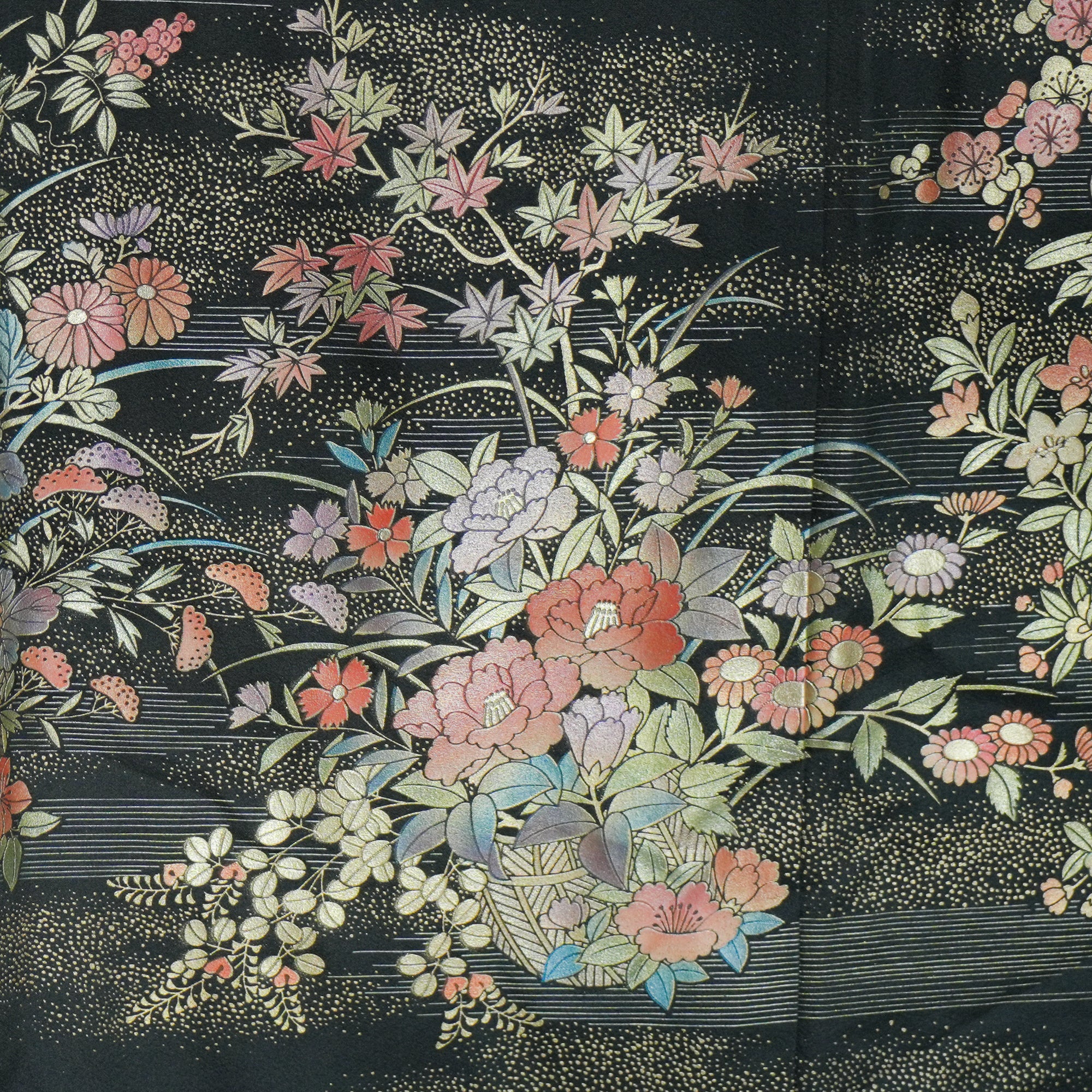Premium Fabric - sho: 0316-04 - Black and leaves embossed (my most beautiful fabric in this collection)