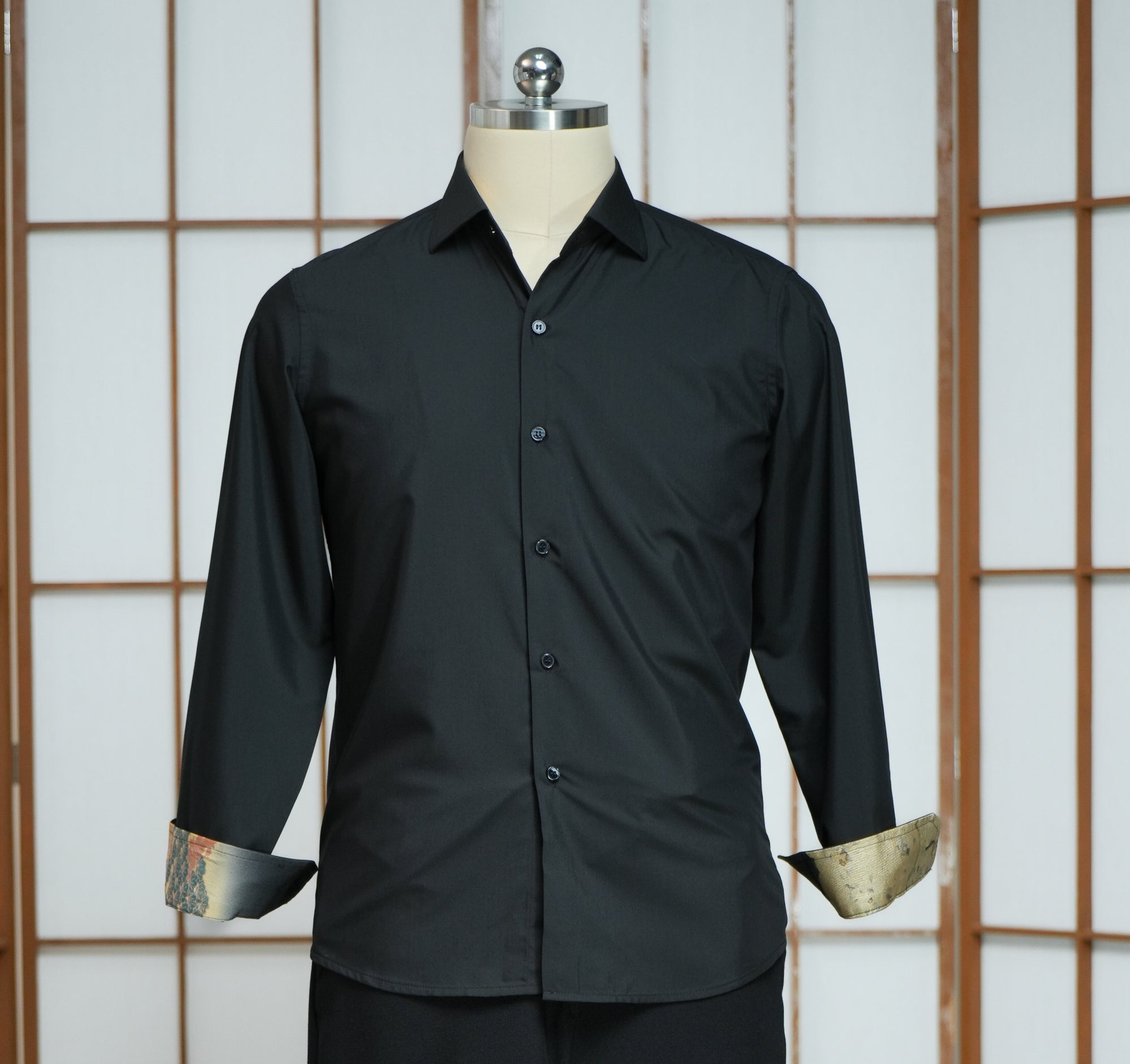 black men's cotton button down collar dress shirt On-hand: Black Dress Shirt for Men