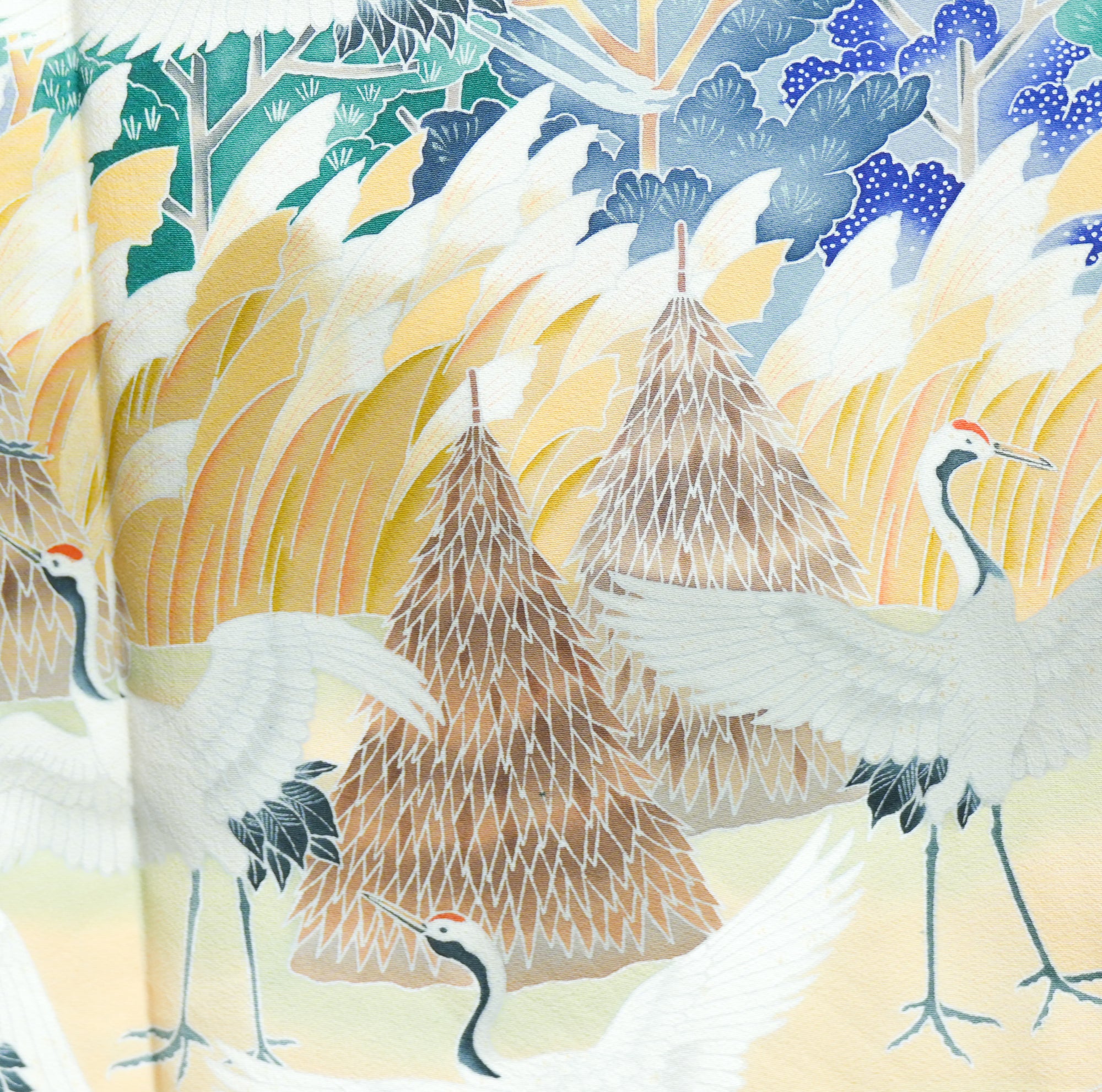 Chiku Fabric: 0317-05 | Cranes in forest