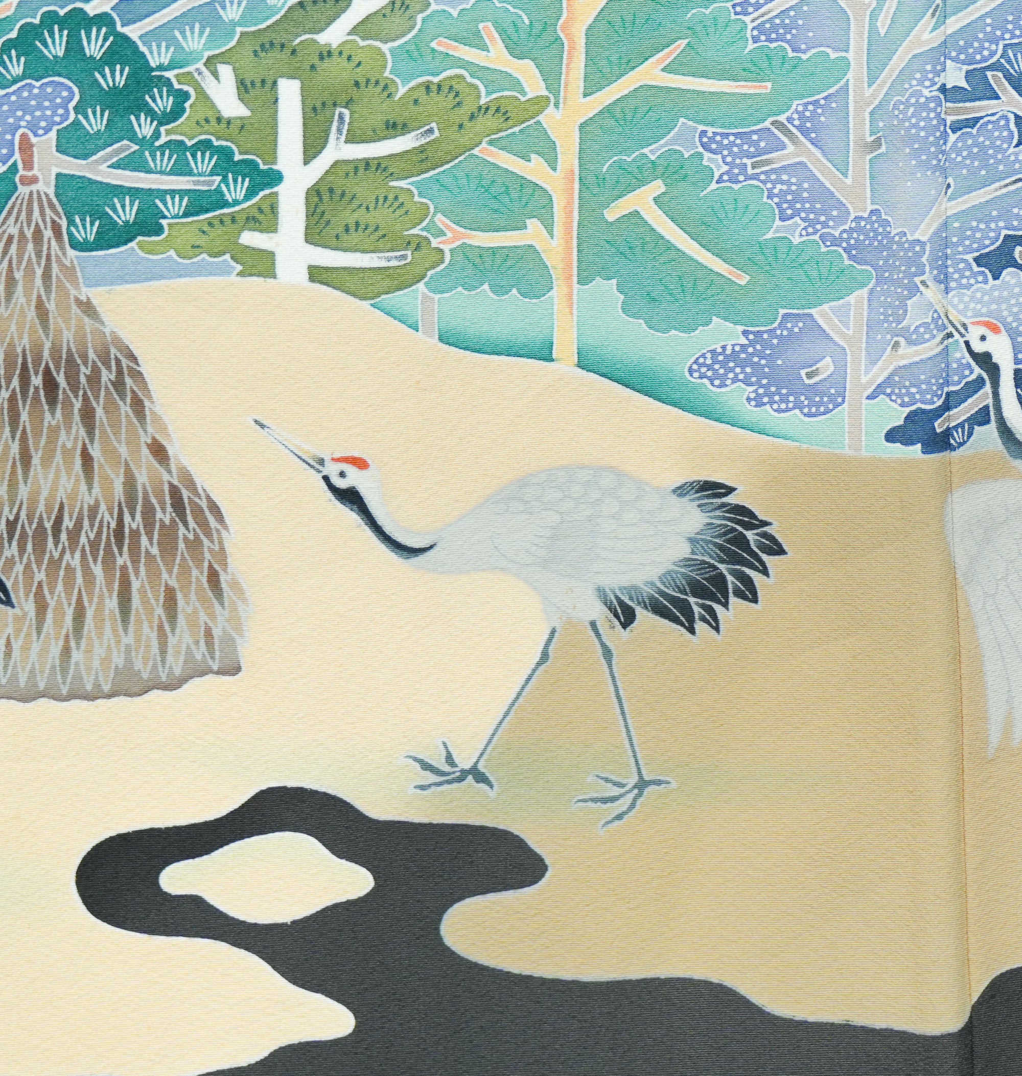 Chiku Fabric: 0317-05 | Cranes in forest