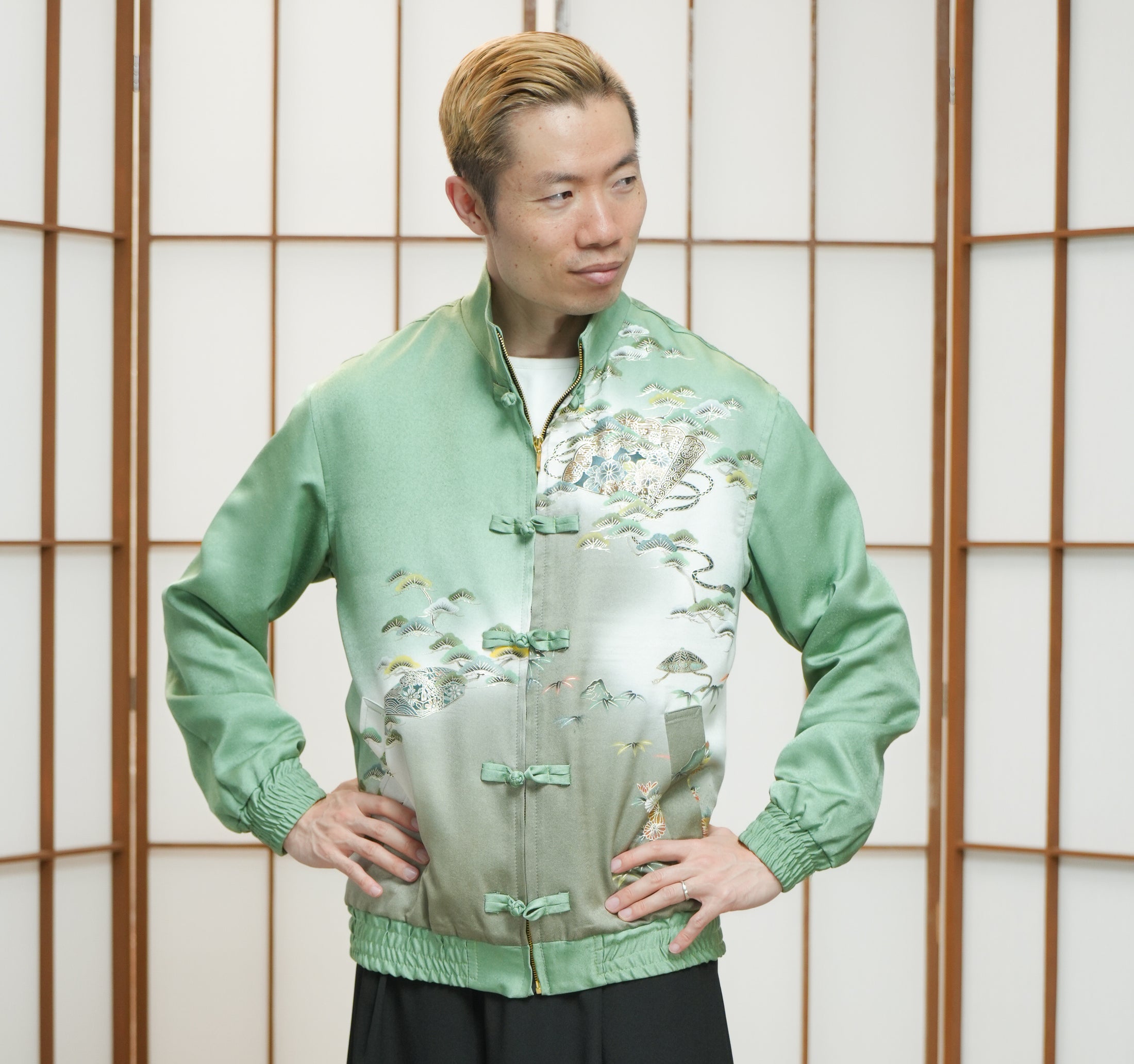 Premium On-hand: Green Chinese Knot Suit Jacket | CKJ7338M | Large (Men)