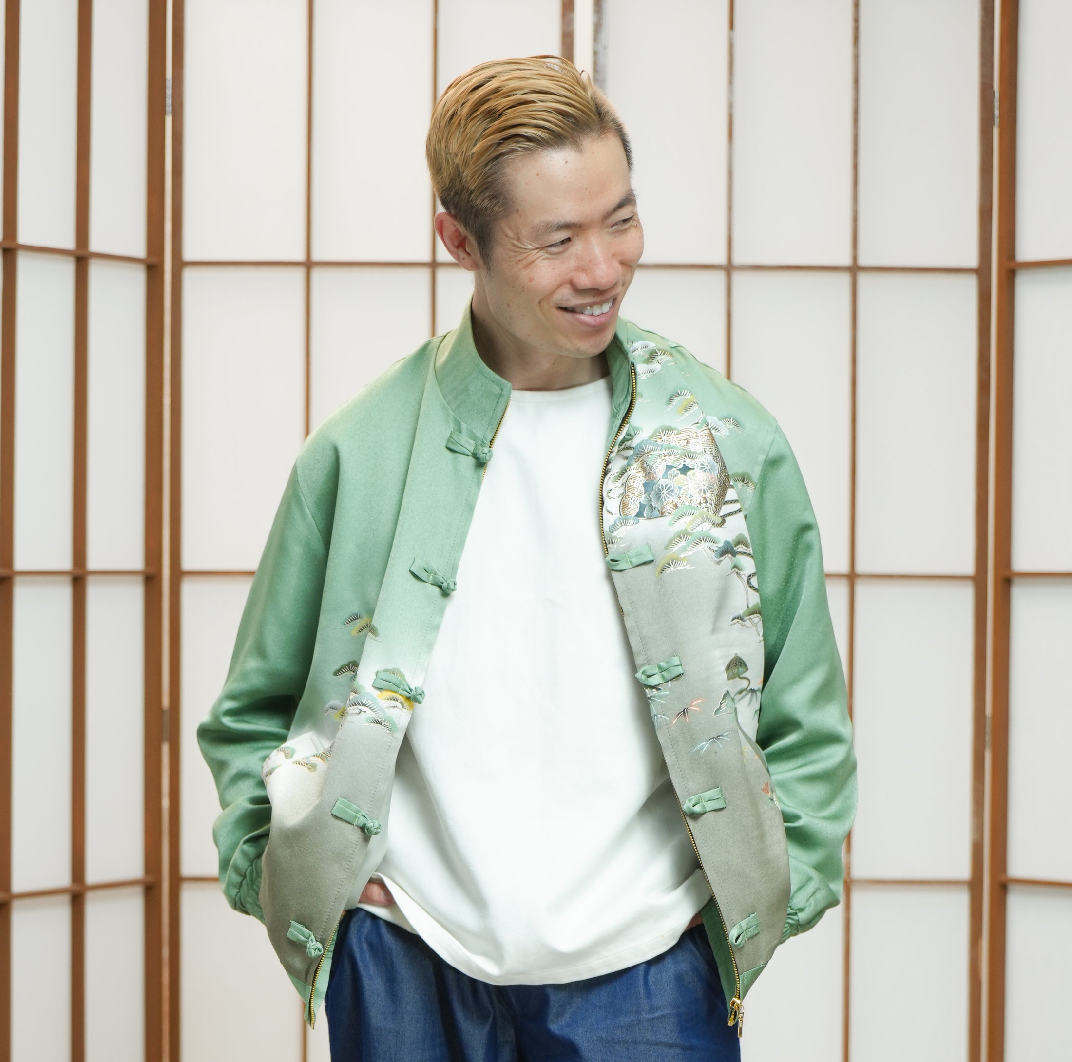 Premium On-hand: Green Chinese Knot Suit Jacket | CKJ7338M | Large (Men)