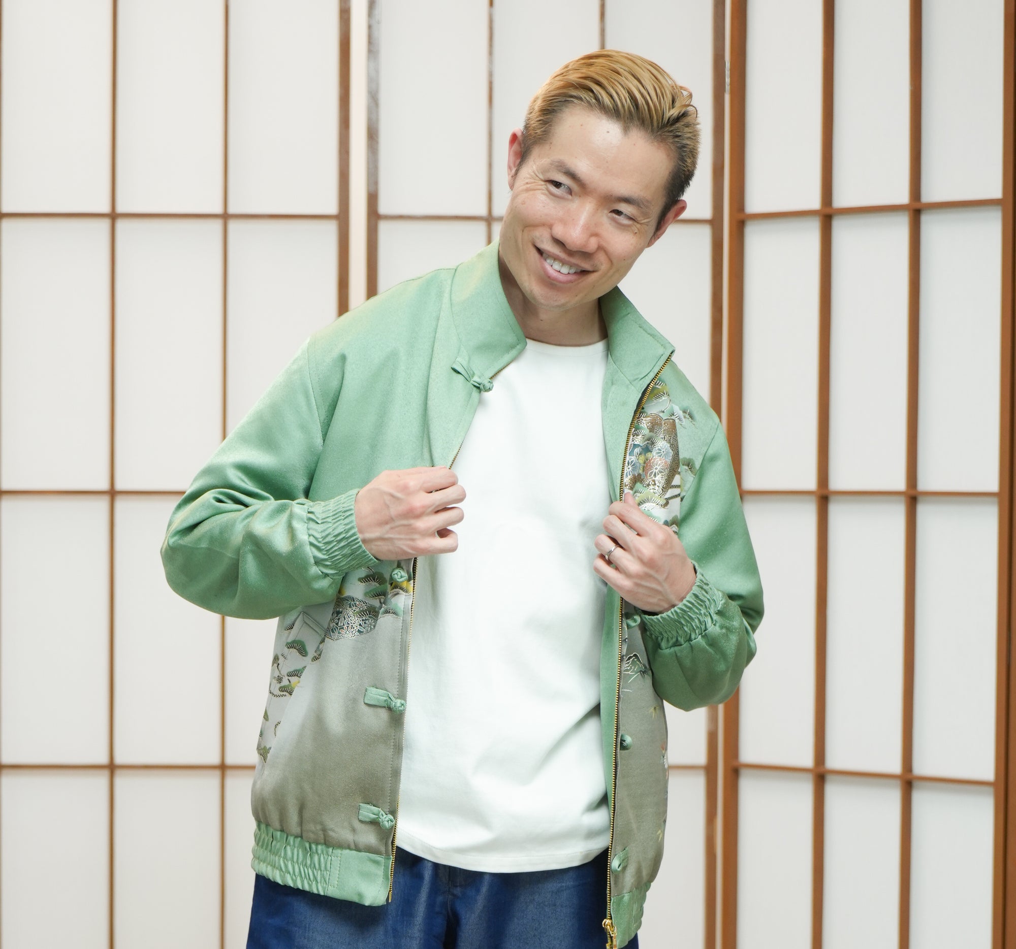 Premium On-hand: Green Chinese Knot Suit Jacket | CKJ7338M | Large (Men)