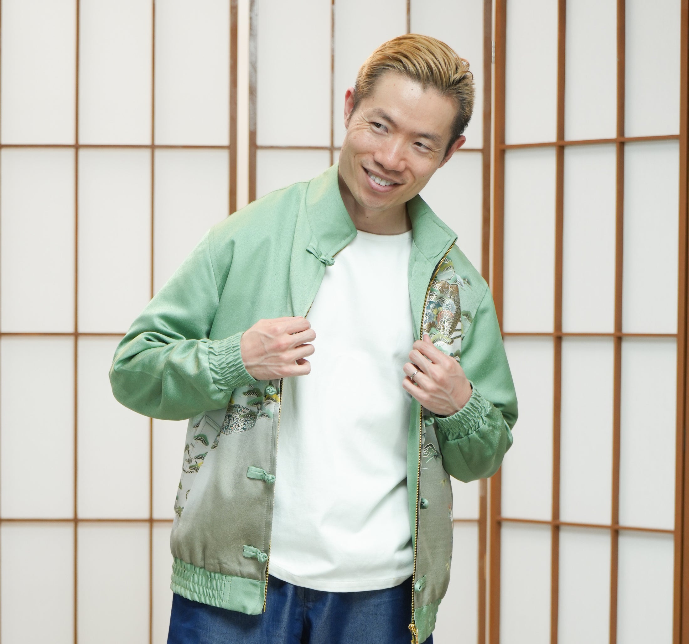 Premium On-hand: Green Chinese Knot Suit Jacket | CKJ7338M | Large (Men)