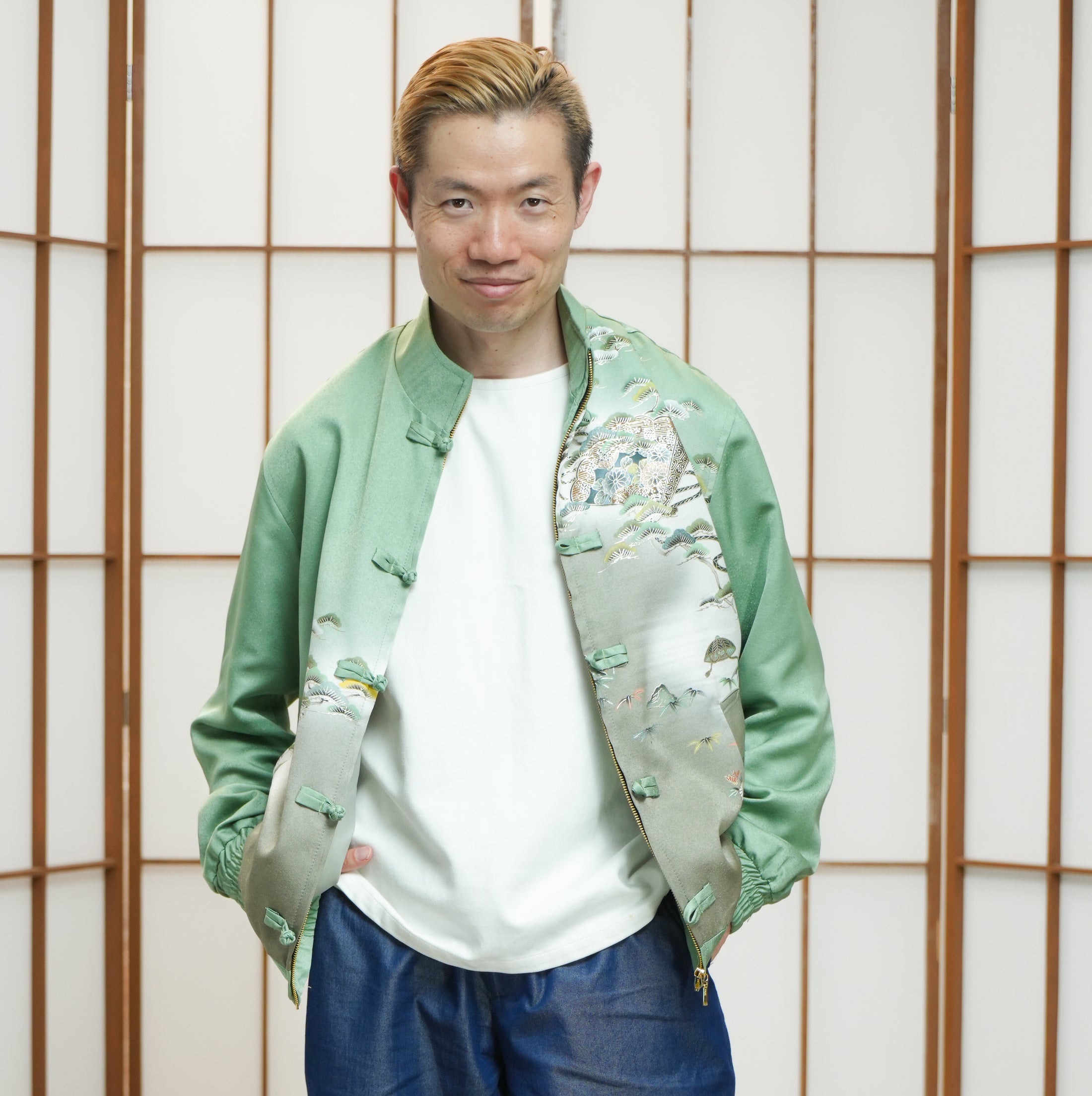 Premium On-hand: Green Chinese Knot Suit Jacket | CKJ7338M | Large (Men)