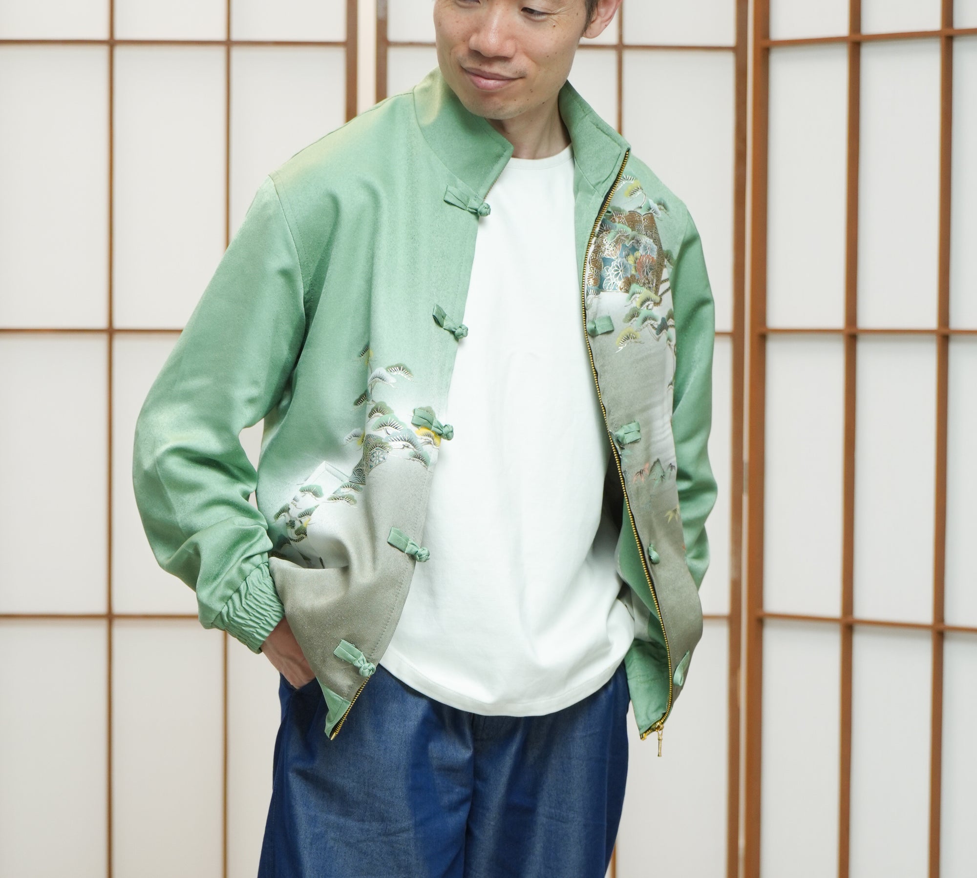 Premium On-hand: Green Chinese Knot Suit Jacket | CKJ7338M | Large (Men)