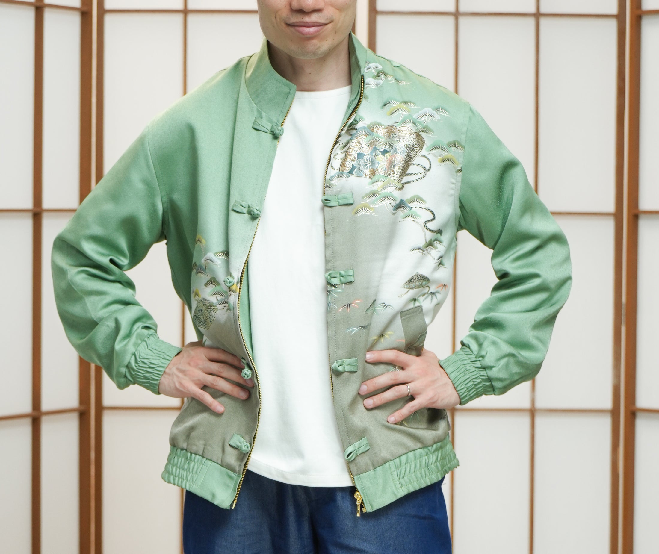 Premium On-hand: Green Chinese Knot Suit Jacket | CKJ7338M | Large (Men)