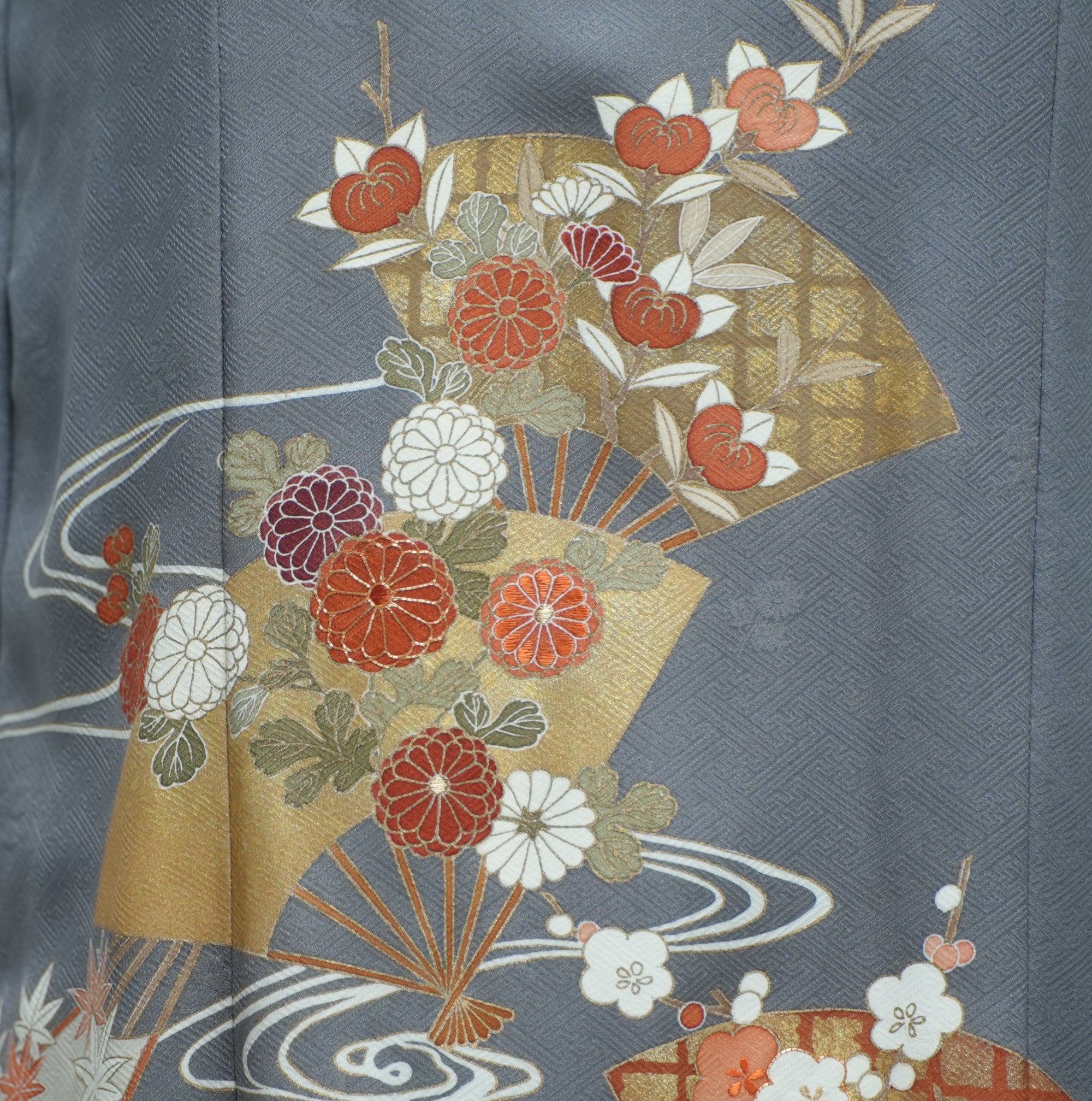 Premium On-hand: Gray Halter Dress Floral Fans | HD5919 XLB