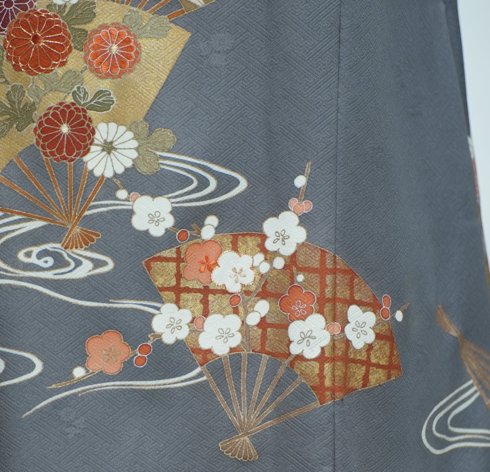Premium On-hand: Gray Halter Dress Floral Fans | HD5919 XLB