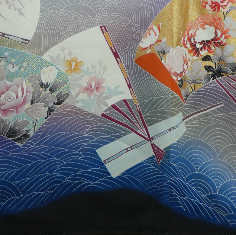 Rare!! Chiku Fabric: 0327-22 Fans in ocean 🌊