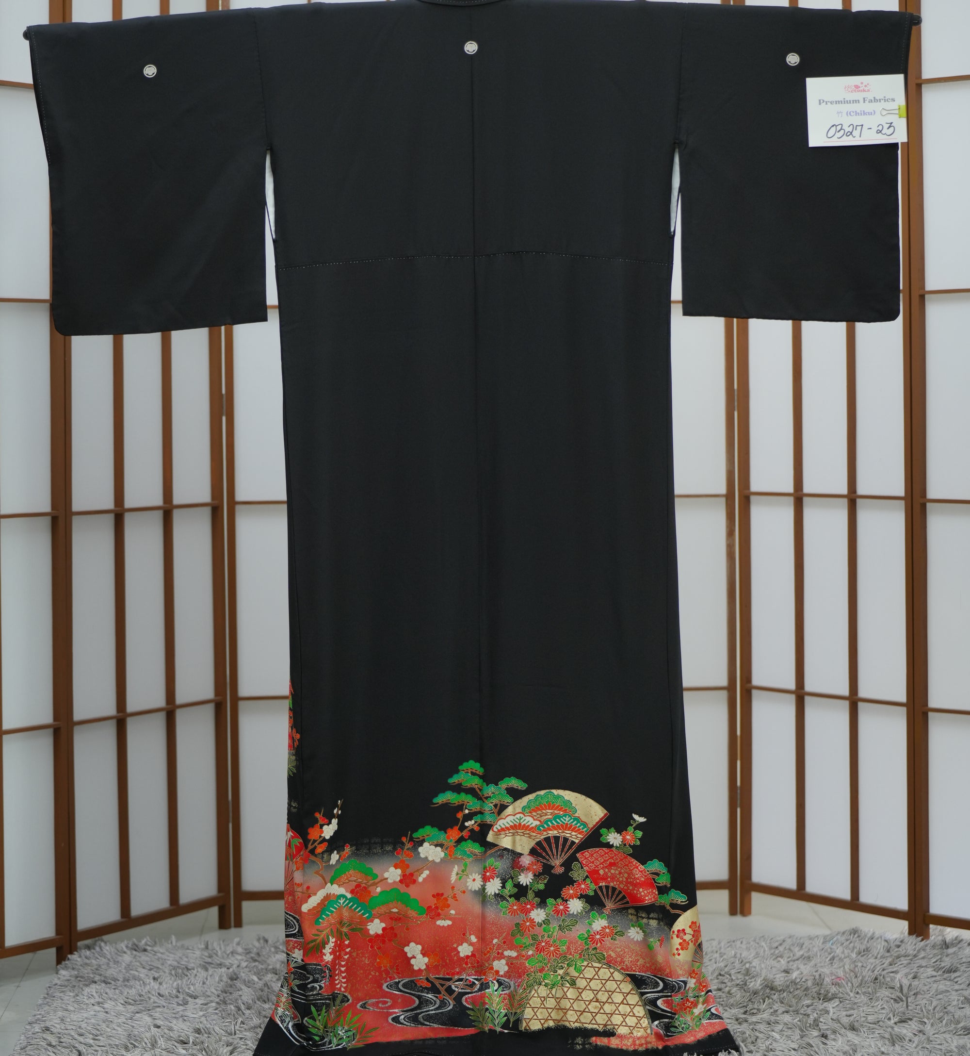 Chiku Fabric: 0327-23 Black red nature
