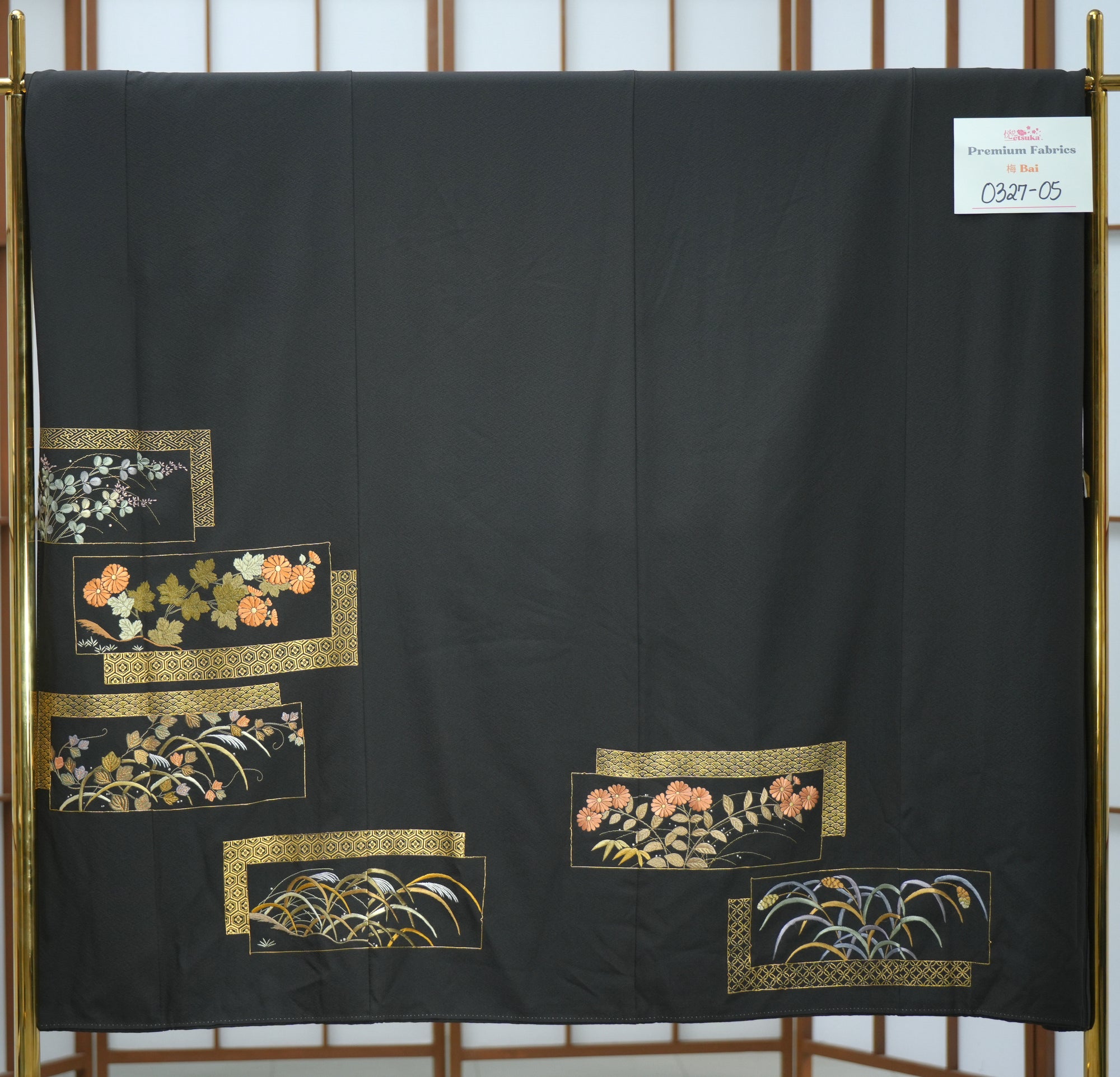 Bai Fabric: 0327-05 | Black framed florals