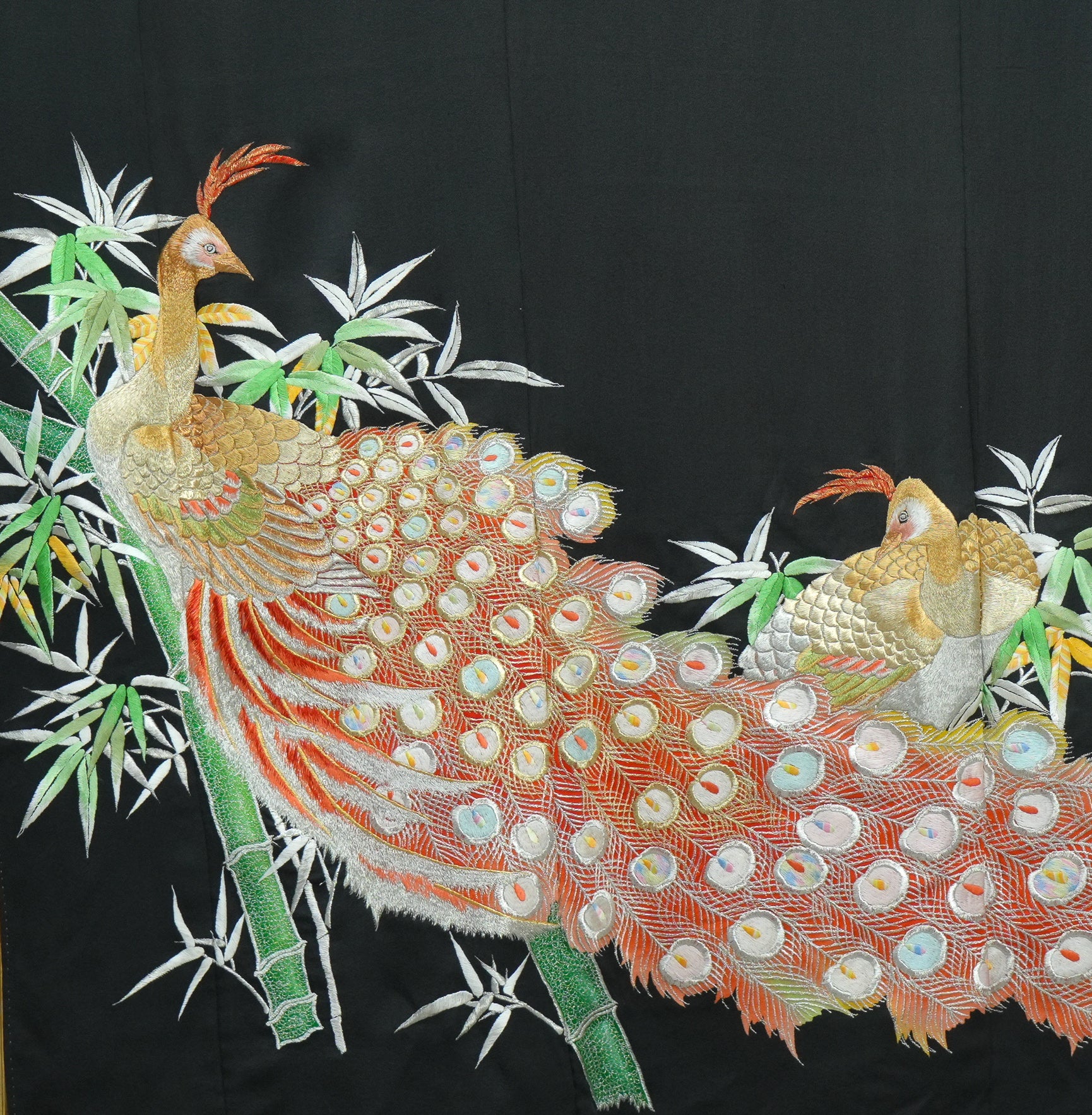 Chiku Fabric: 0327-14 Black Phoenix embroidery!