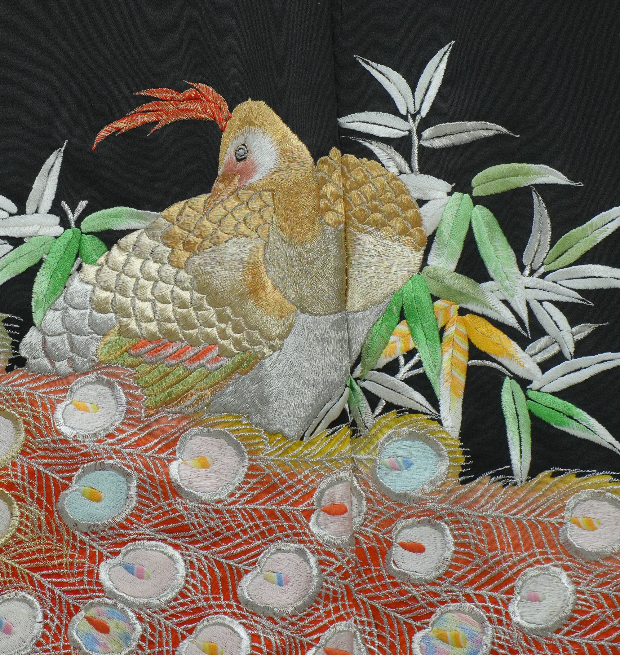 Chiku Fabric: 0327-14 Black Phoenix embroidery!