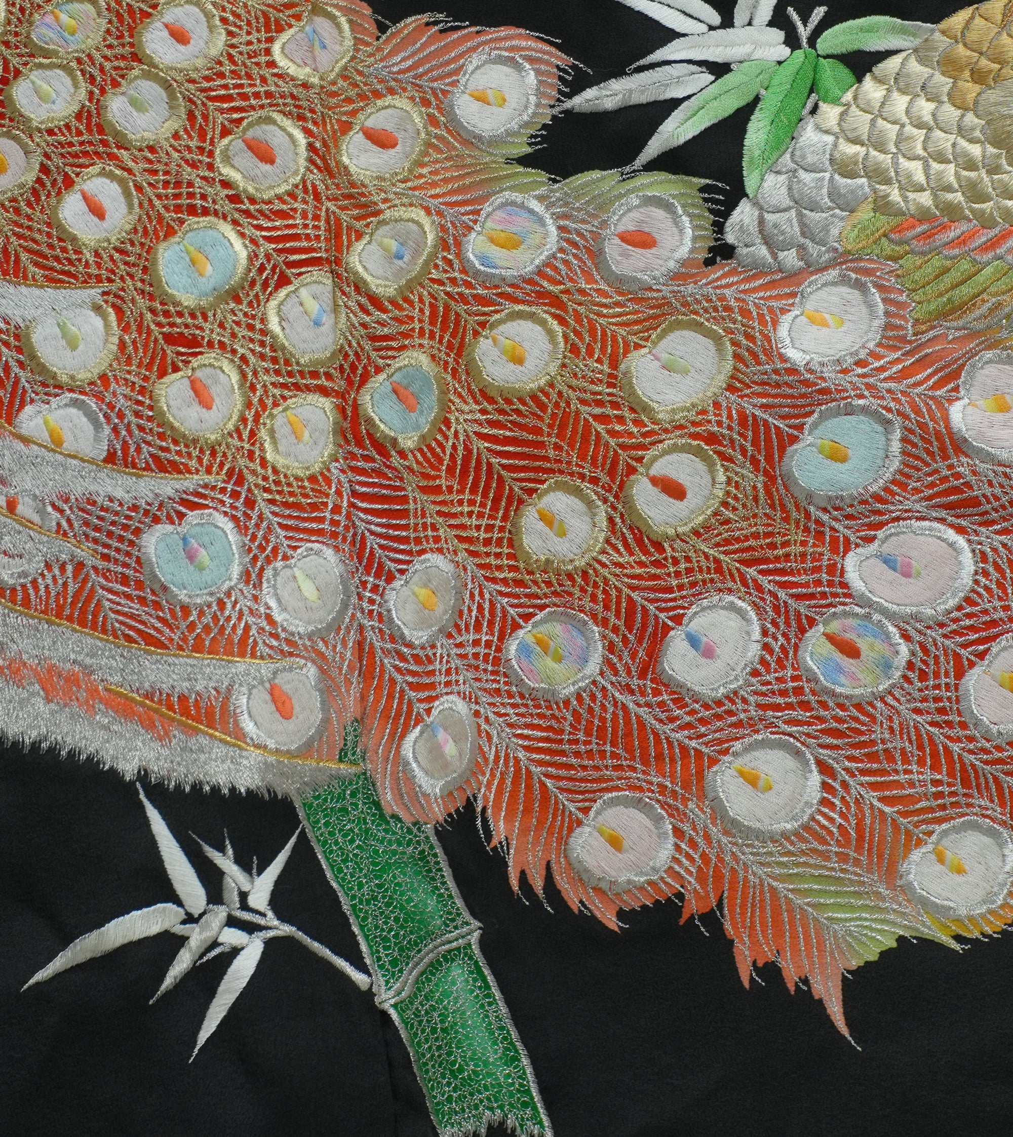 Chiku Fabric: 0327-14 Black Phoenix embroidery!