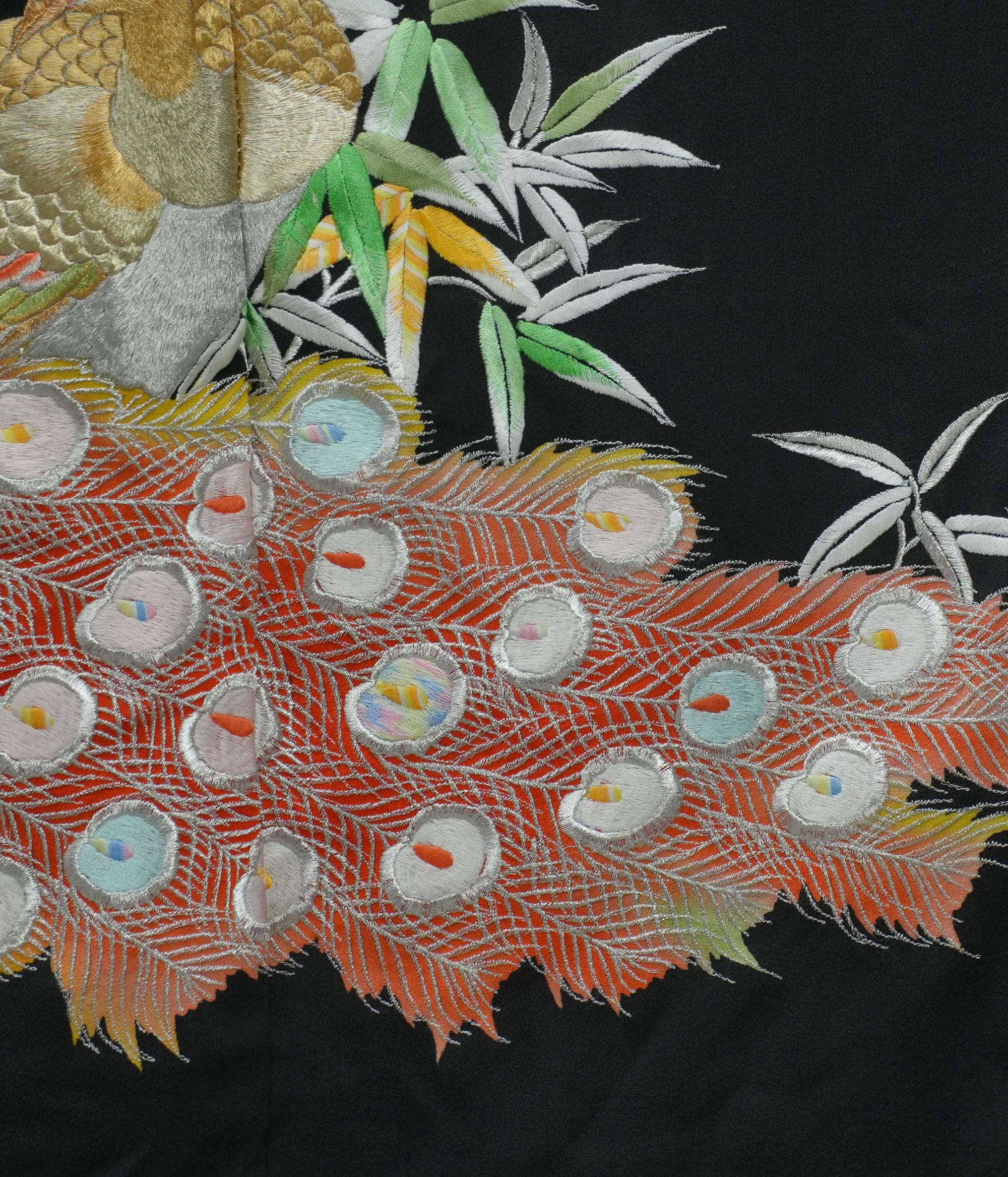 Chiku Fabric: 0327-14 Black Phoenix embroidery!