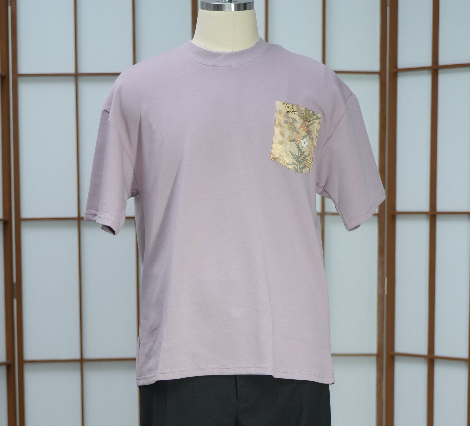 Premium On-hand: Pink Men’s patchwork shirt | L | TS7425
