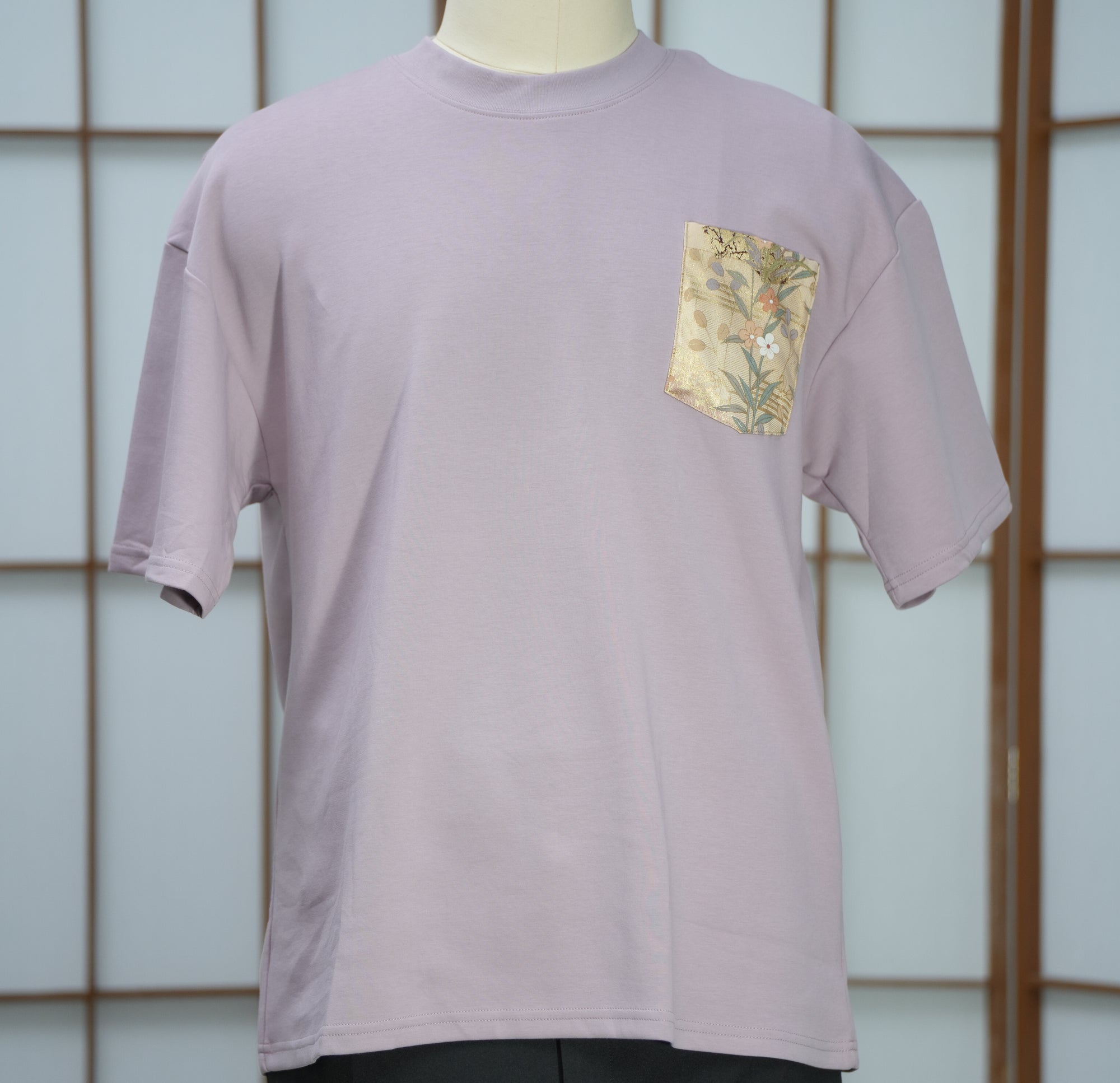 Premium On-hand: Pink Men’s patchwork shirt | L | TS7425