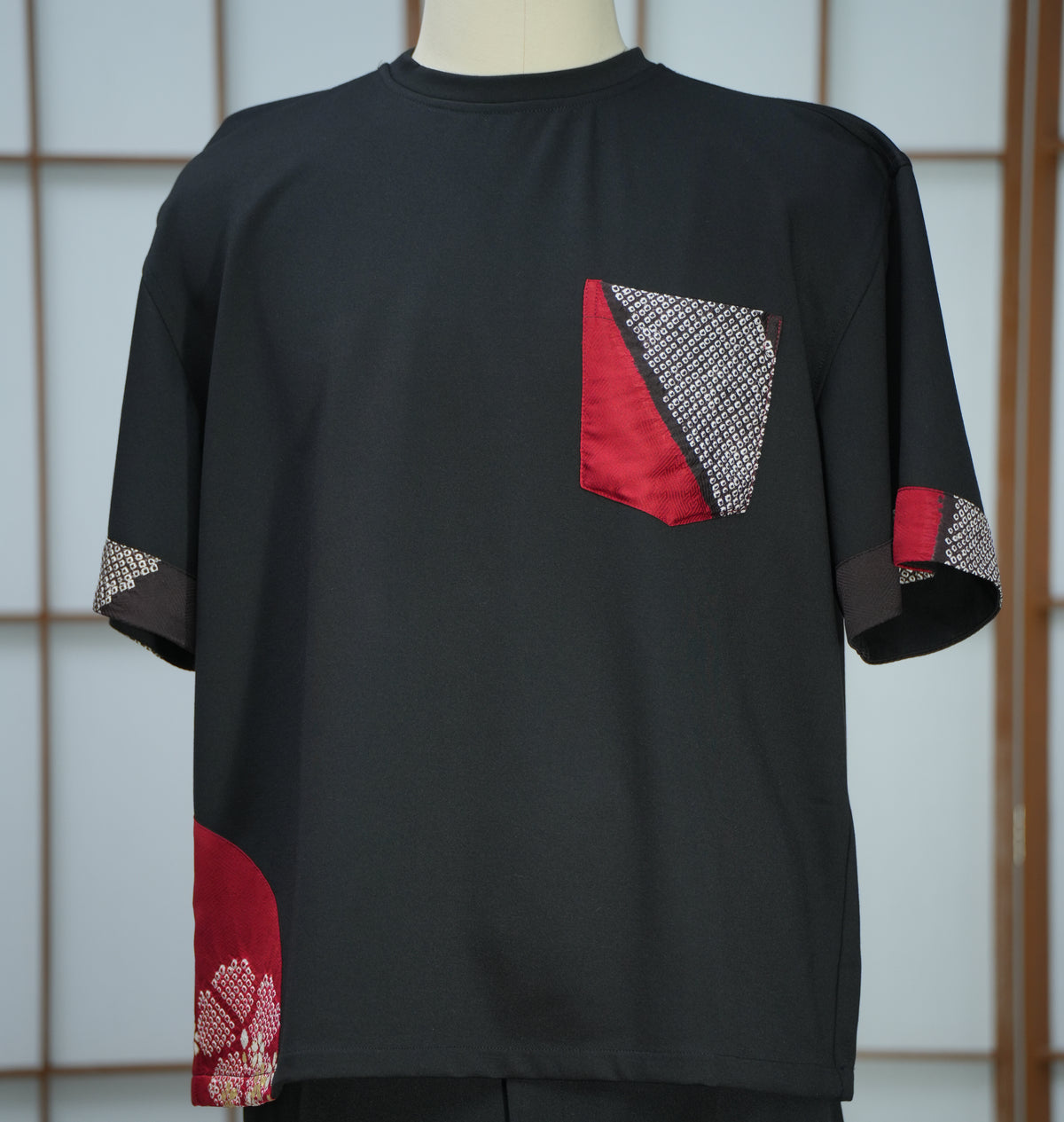 Premium On-hand: Black red Oversized Shirt | LARGE | OS5346