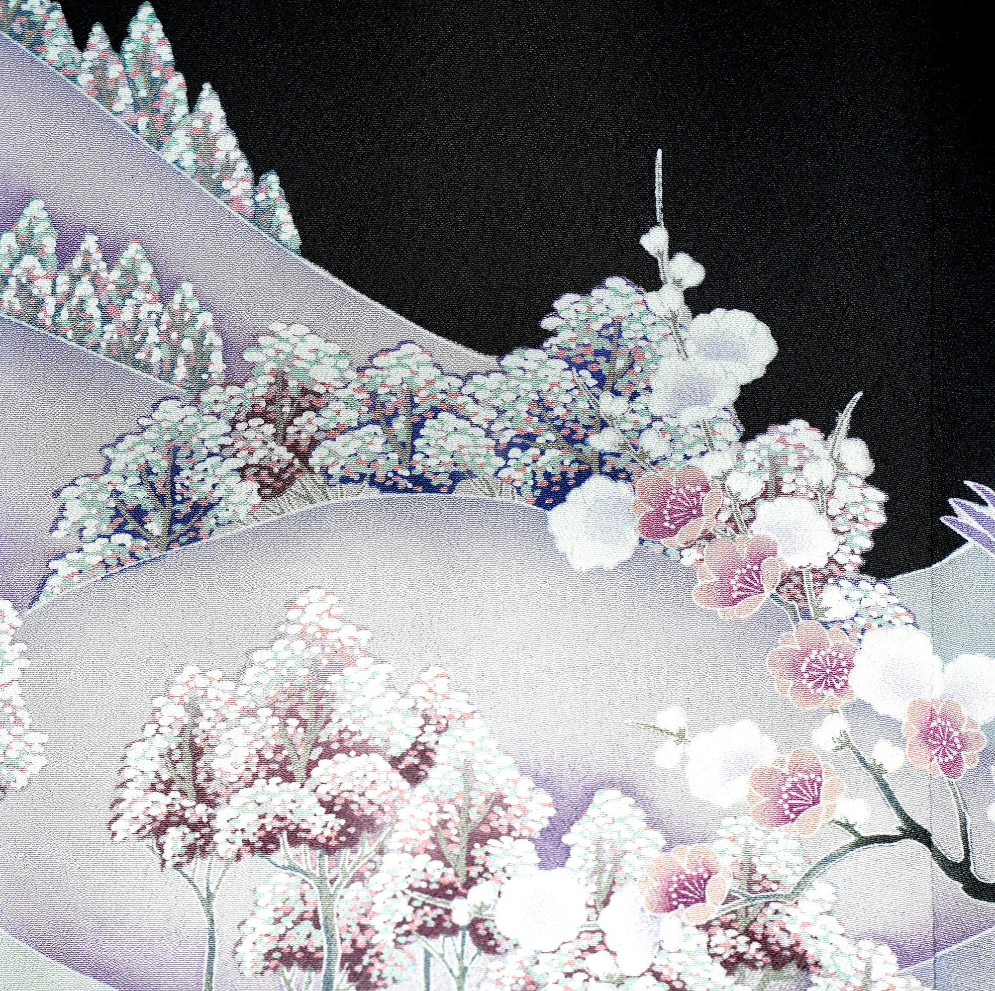 Chiku Fabric: SPRINGM6-09 | Black flower mountain