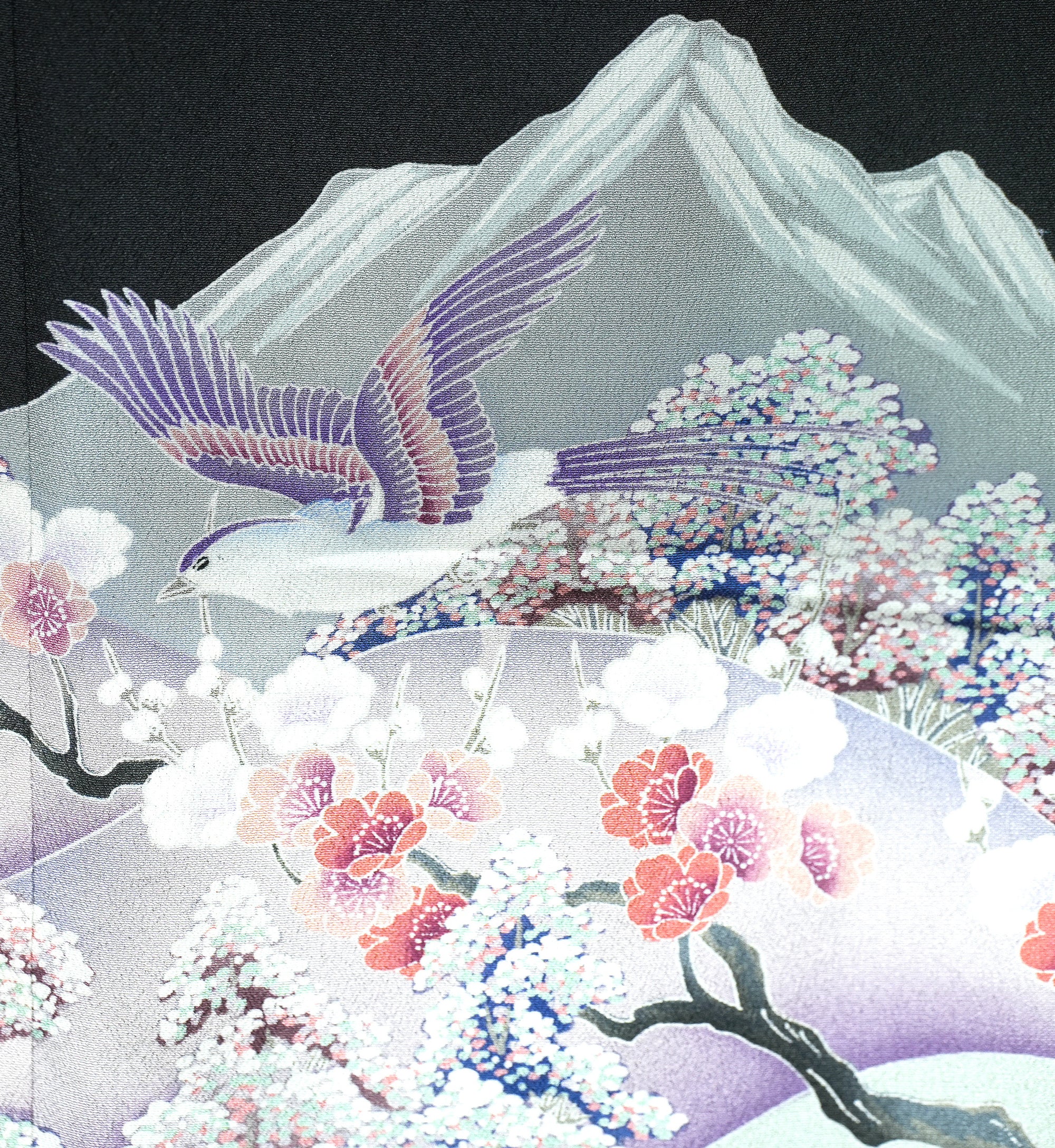 Chiku Fabric: SPRINGM6-09 | Black flower mountain
